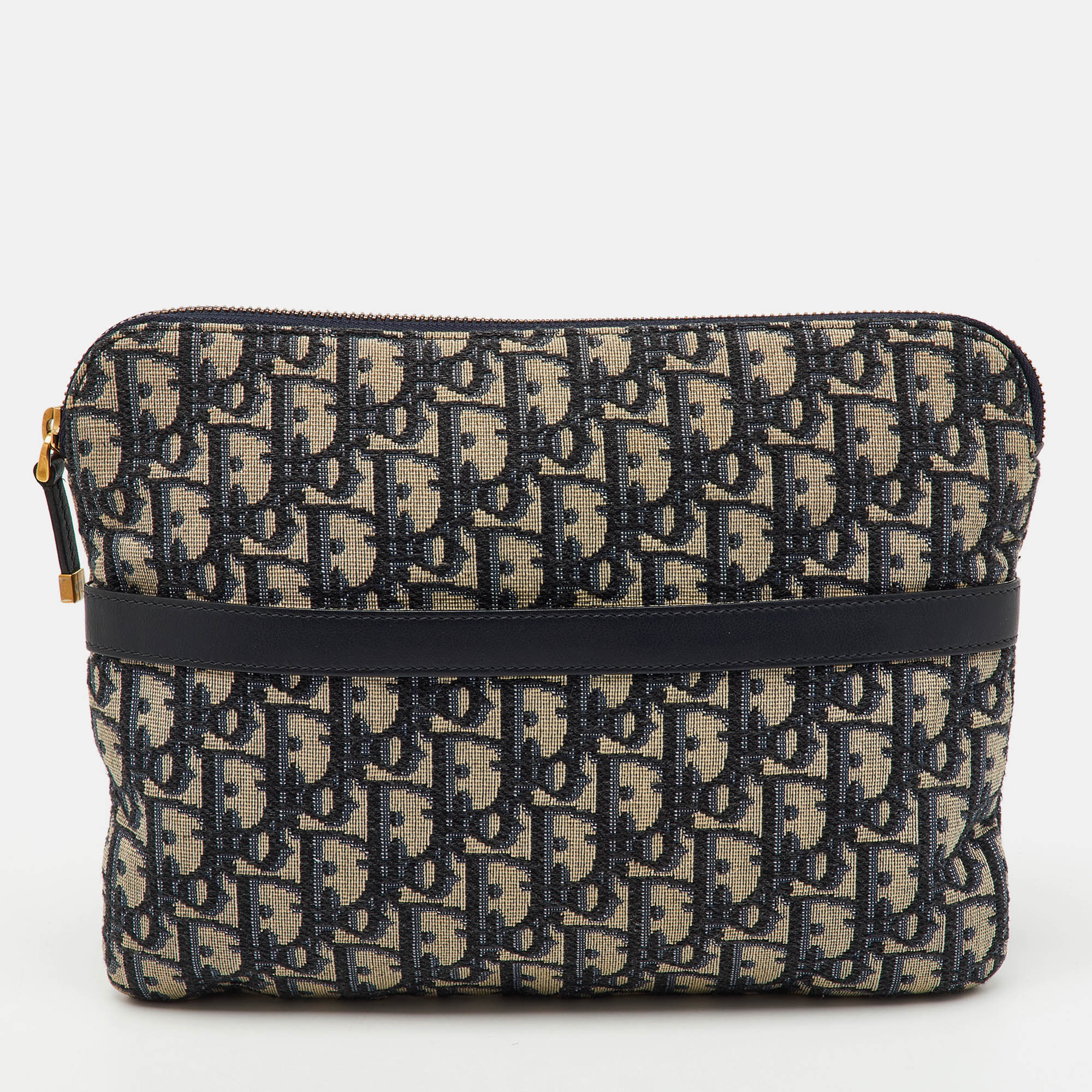 

Dior Navy Blue/Beige Oblique Canvas and Leather DiorTravel Kit Pouch