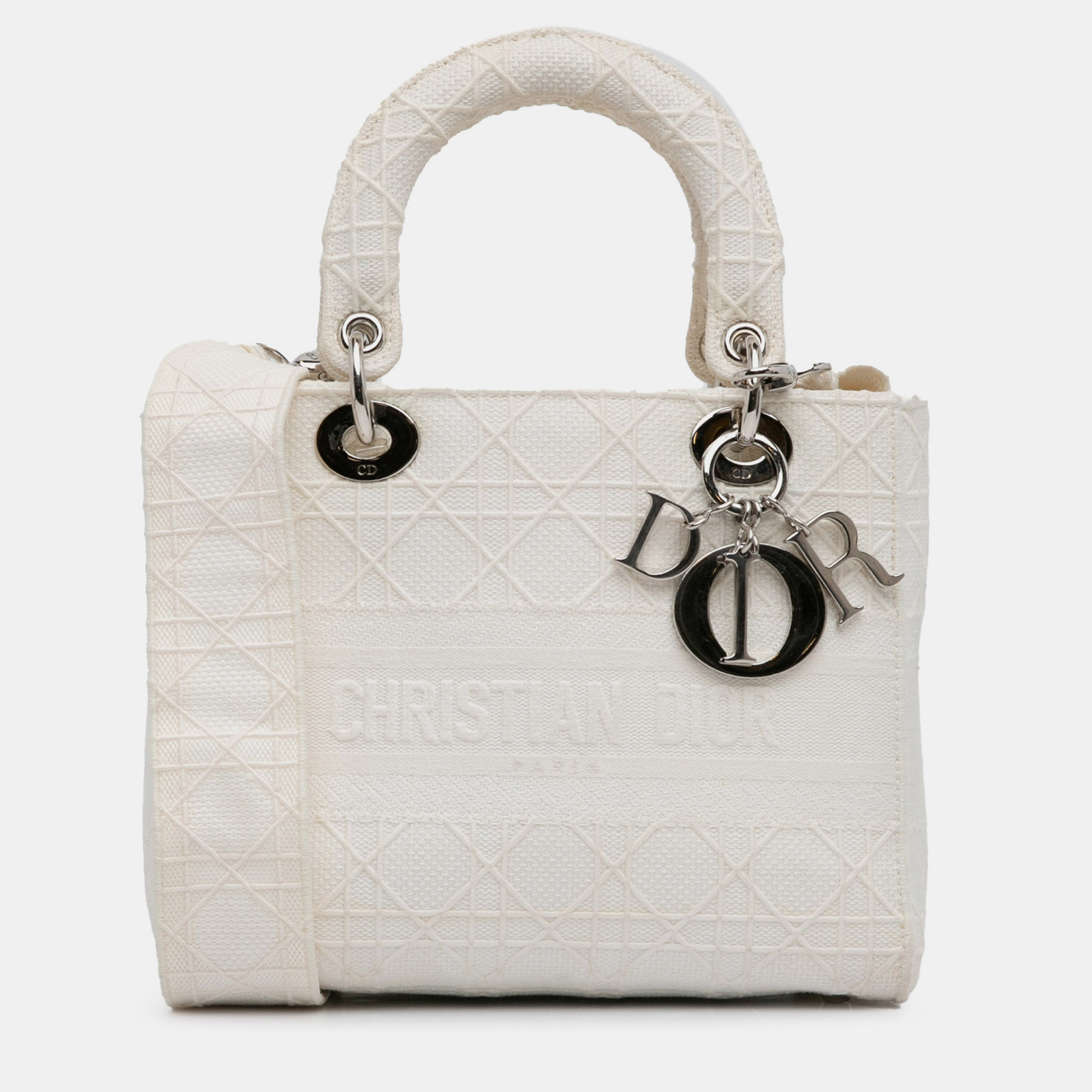 

Dior White Medium Cannage Lady D-Lite