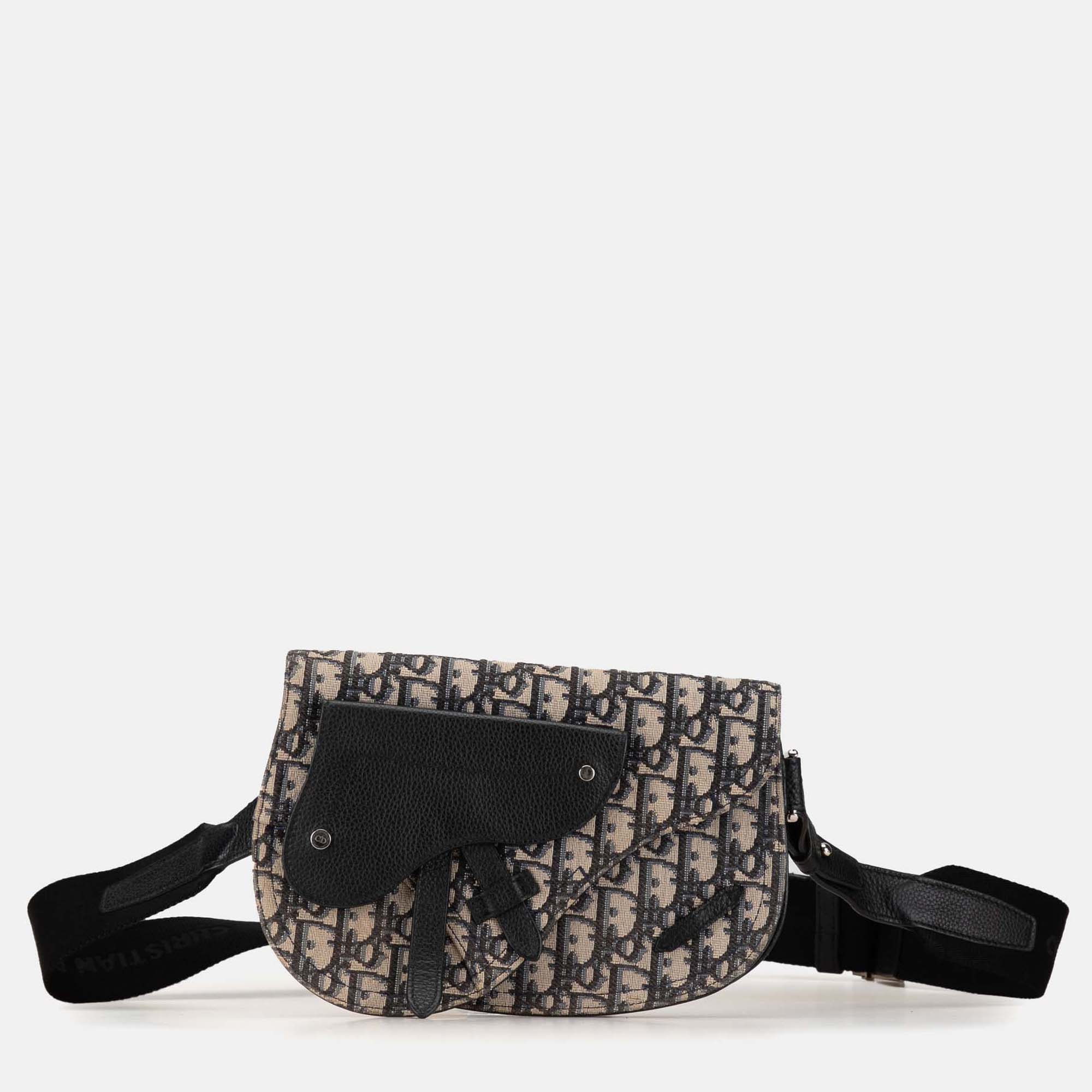

Dior Beige Brown Oblique Canvas Saddle Messenger Bag