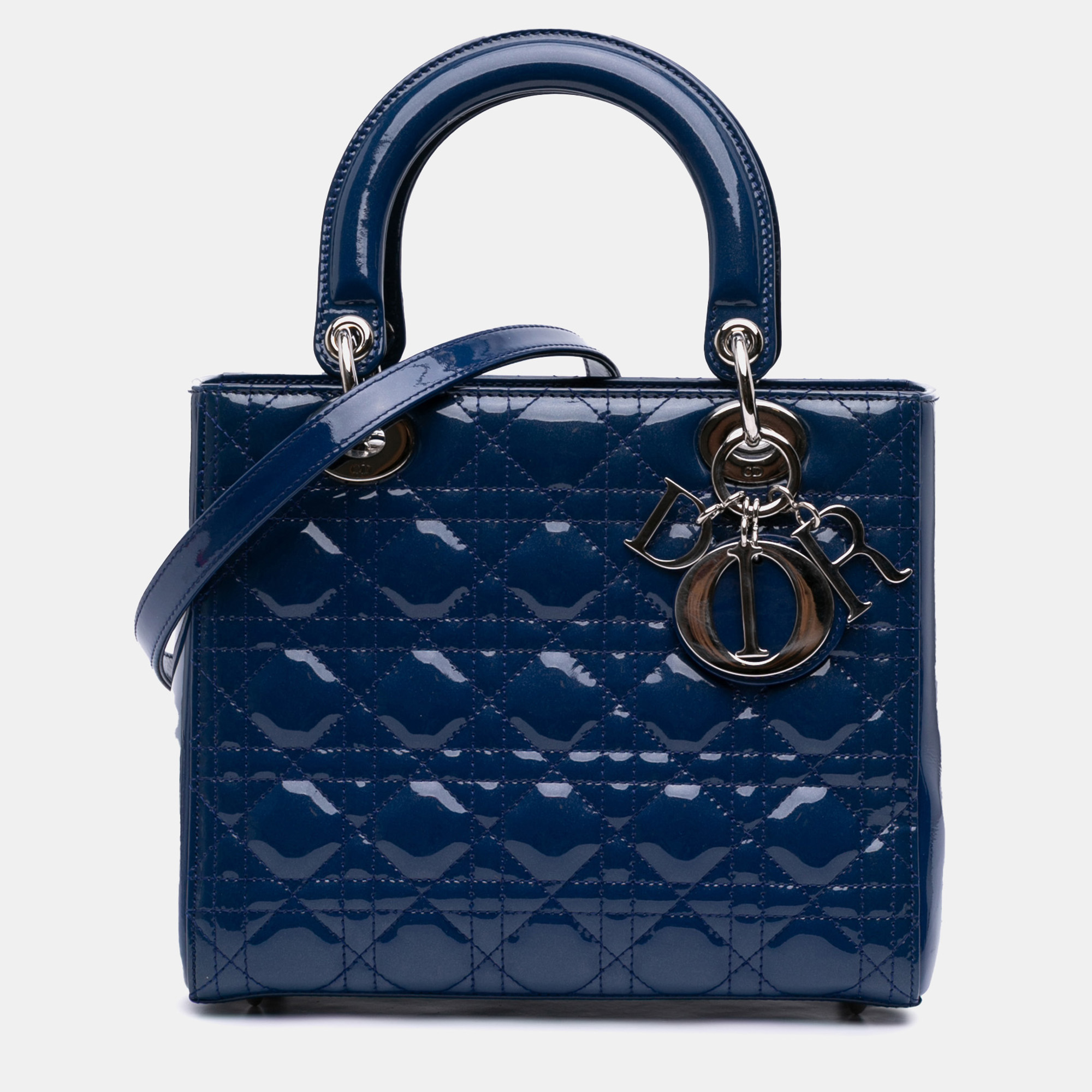 

Medium Patent Cannage Lady Dior, Blue