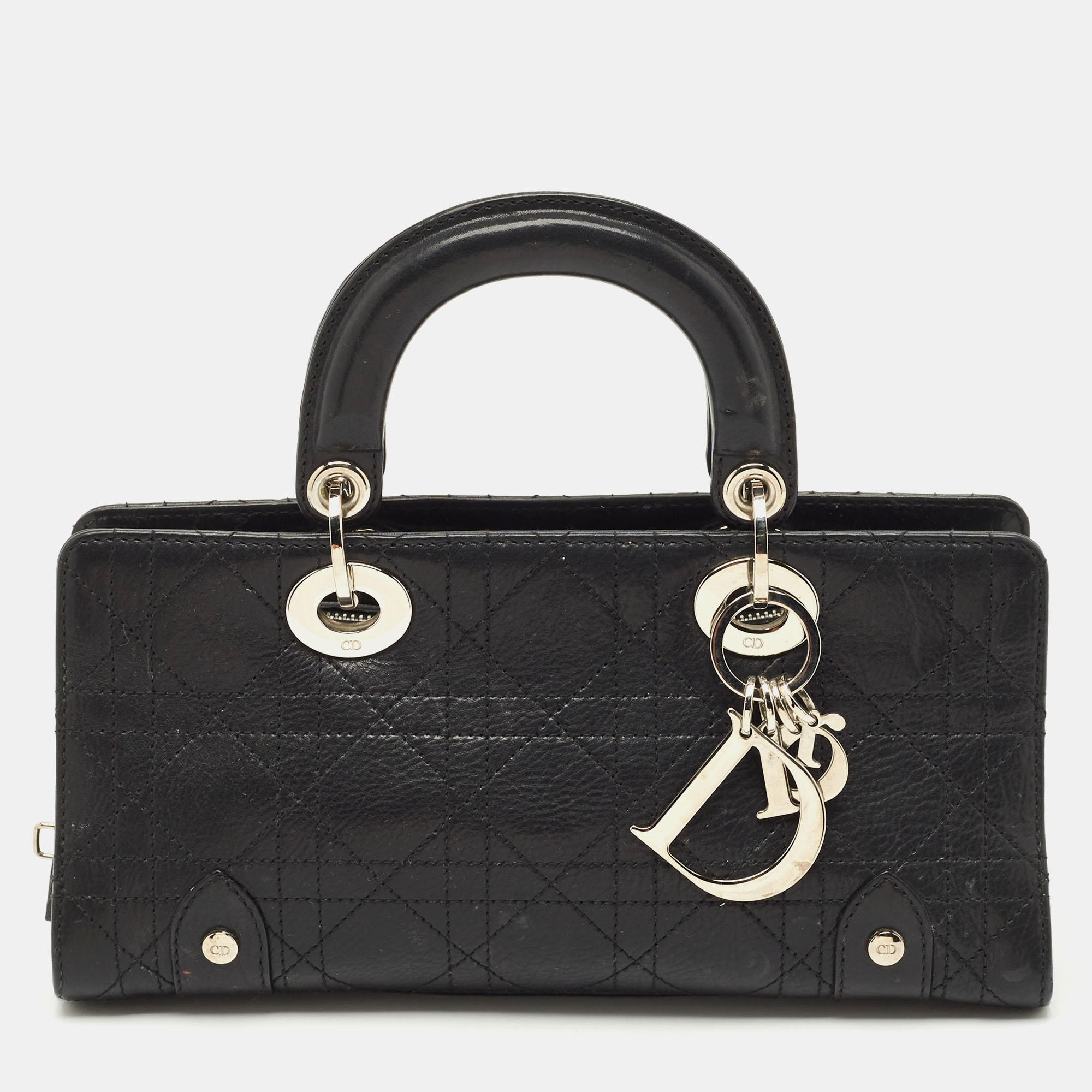 

Dior Black Cannage Leather Lady Dior East West Satchel