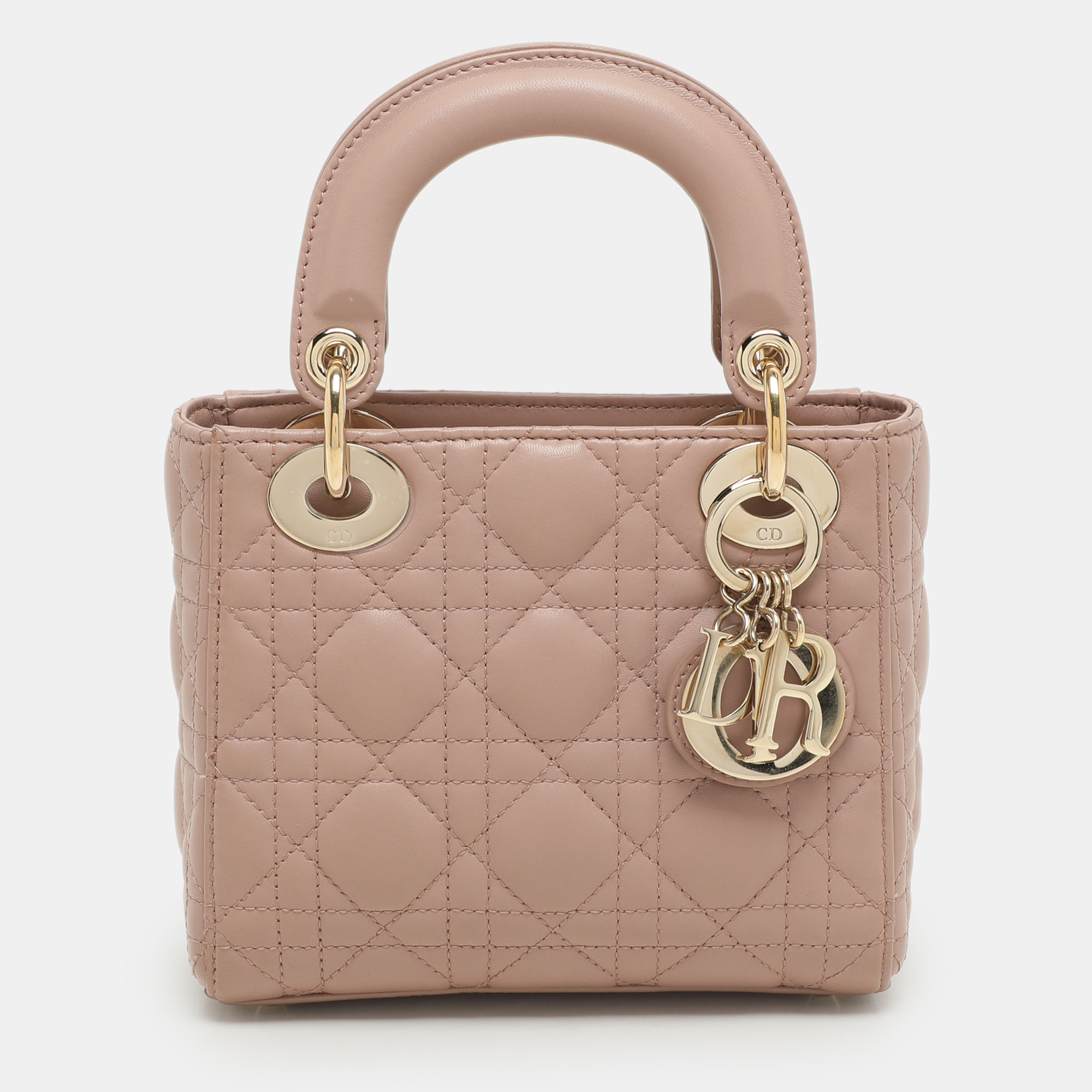 

Dior Beige Cannage Leather Mini Lady Dior Tote