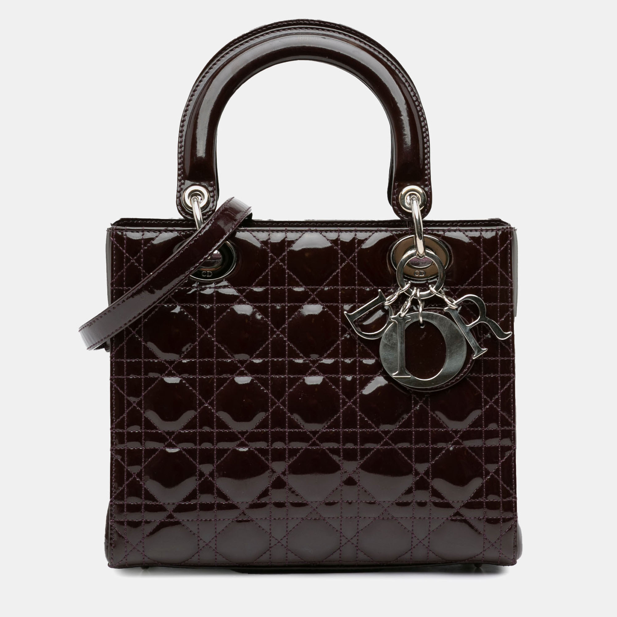 

Dior Purple Medium Patent Cannage Lady Dior