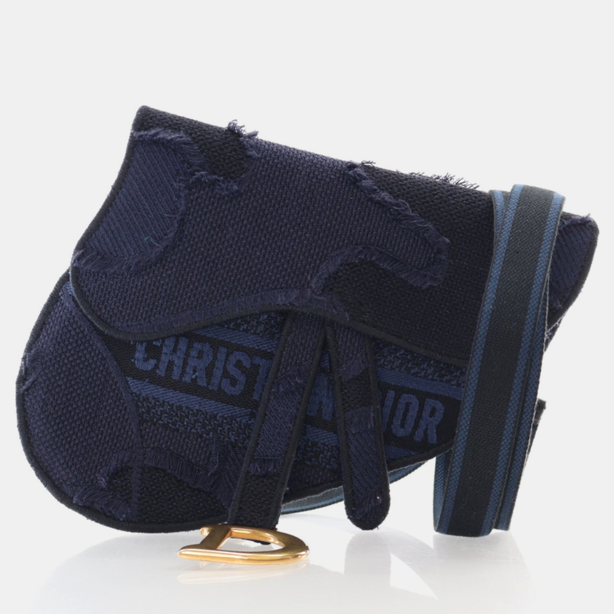 

Dior Mini Canvas Embroidered Saddle Belt Bag, Blue