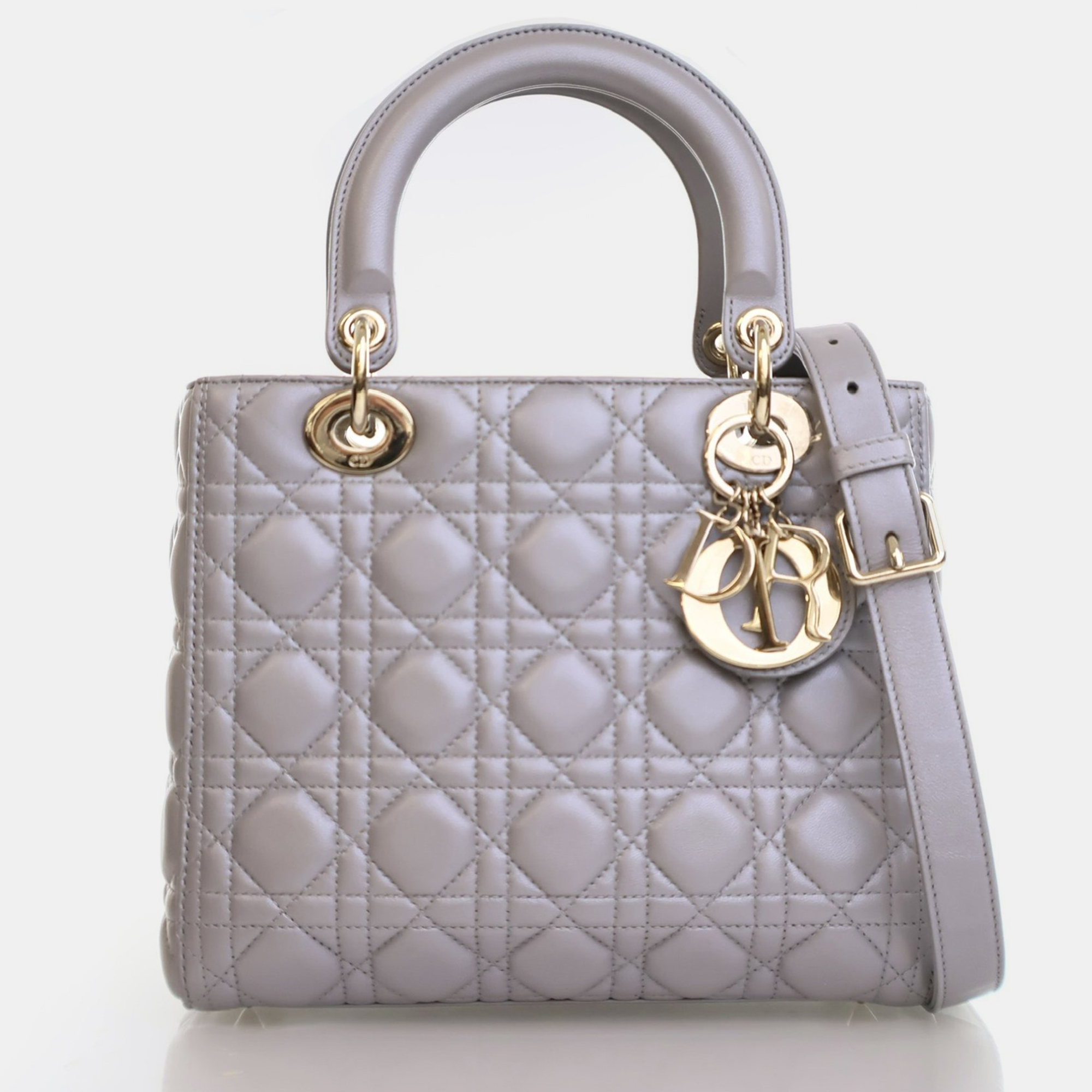 

Dior Medium Lambskin Lady Dior, Grey