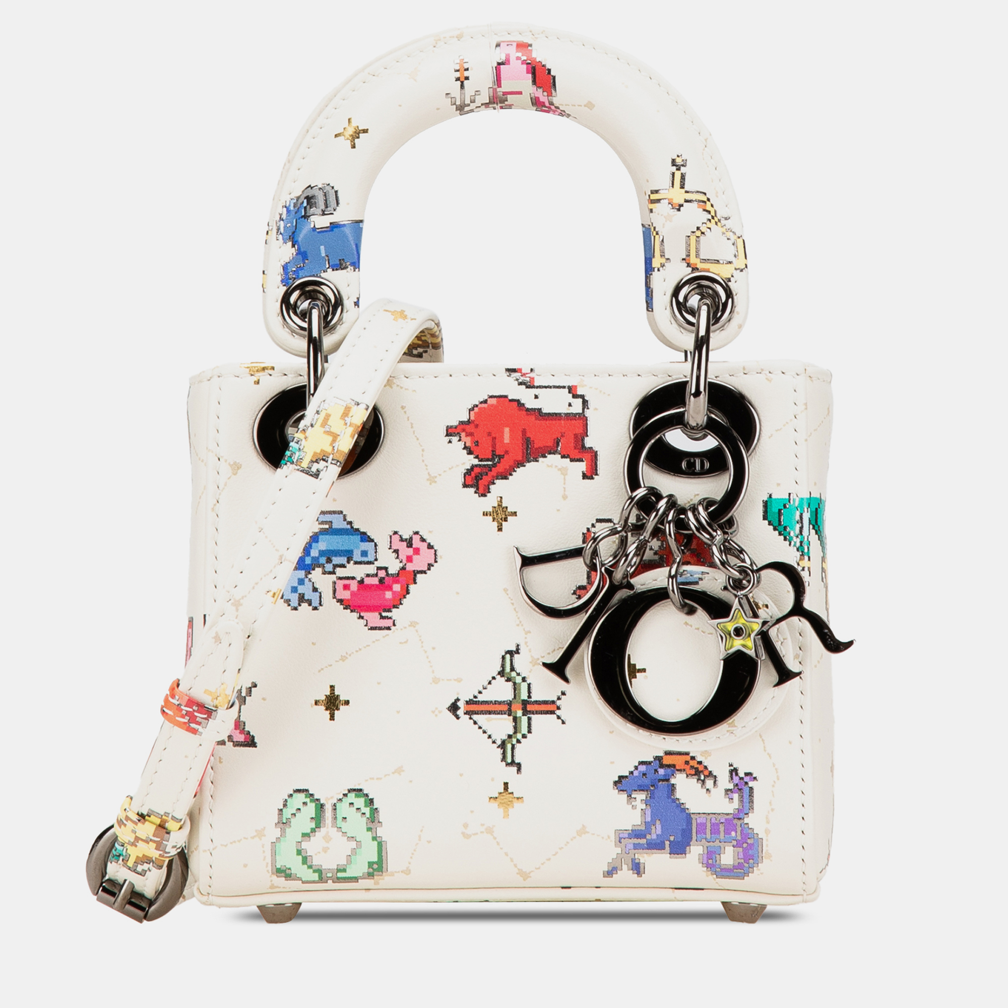 

Dior White Micro Calfskin Pixel Zodiac Lady Dior