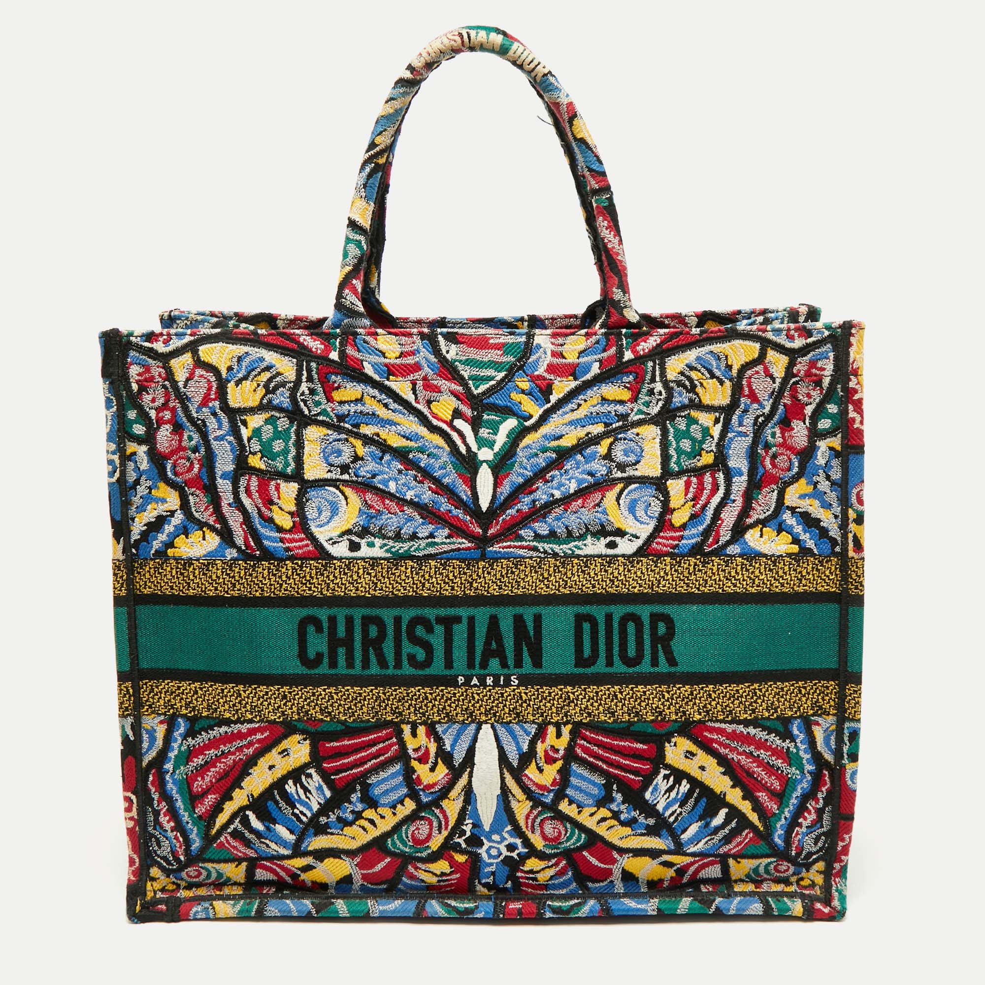 

Dior Multicolor Butterfly Embroidered Canvas  Book Tote