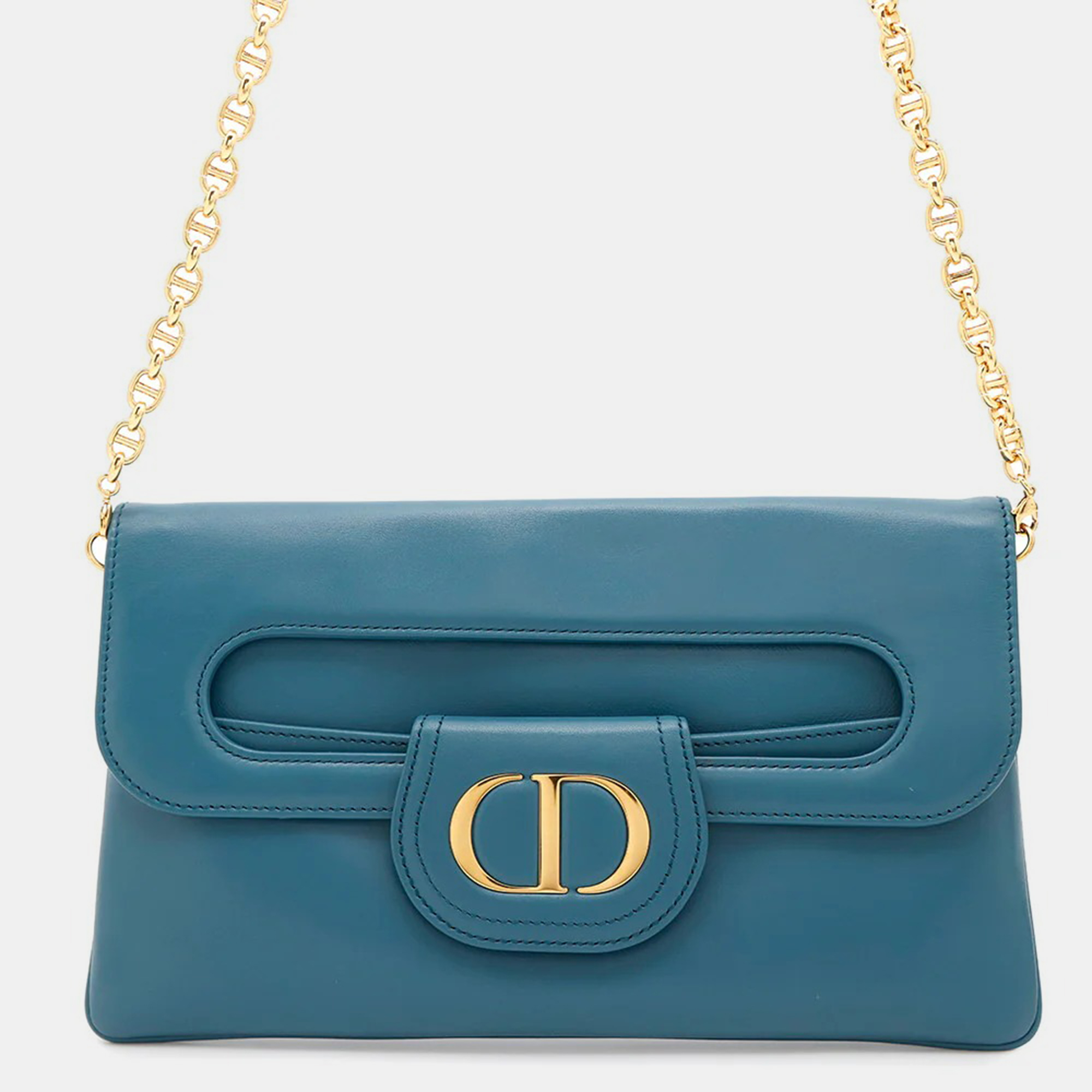 

Dior Double Chain Blue Leather Shoulder Bag