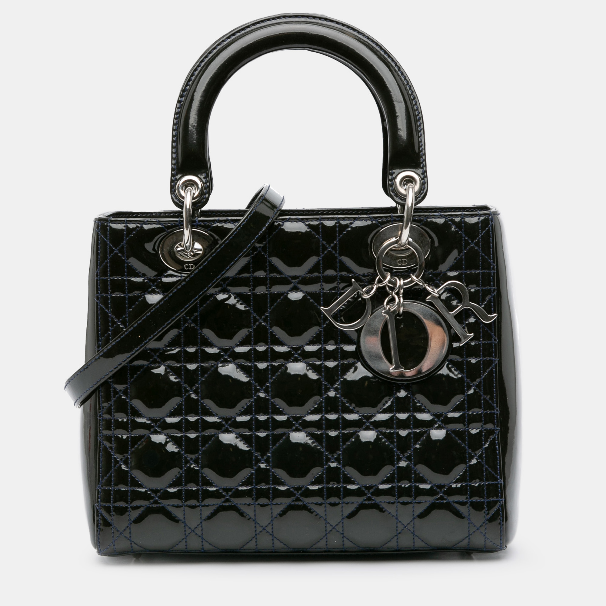 

Dior Black Medium Patent Cannage Lady Dior