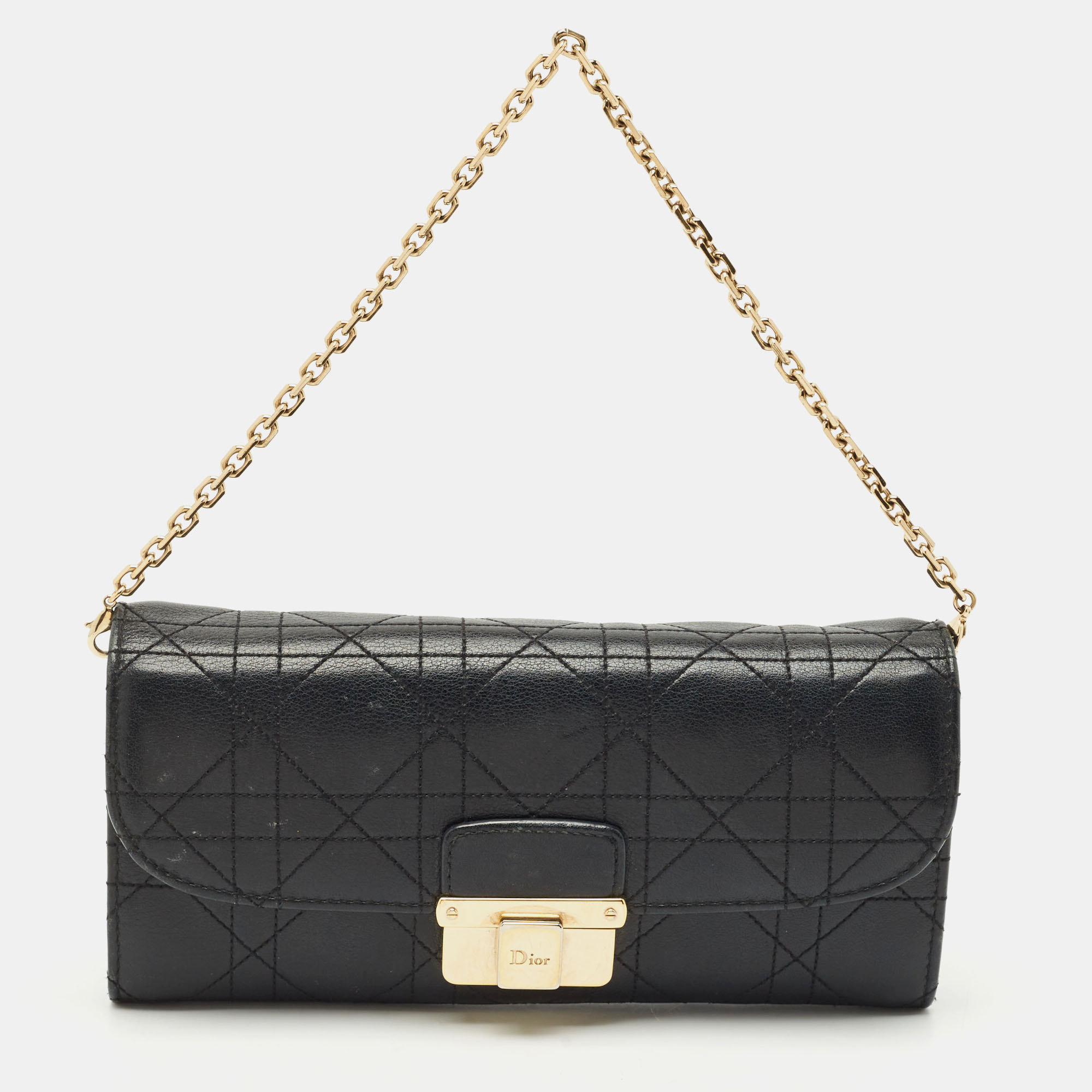 Pre-owned Dior Ling Continental Wallet On Chain