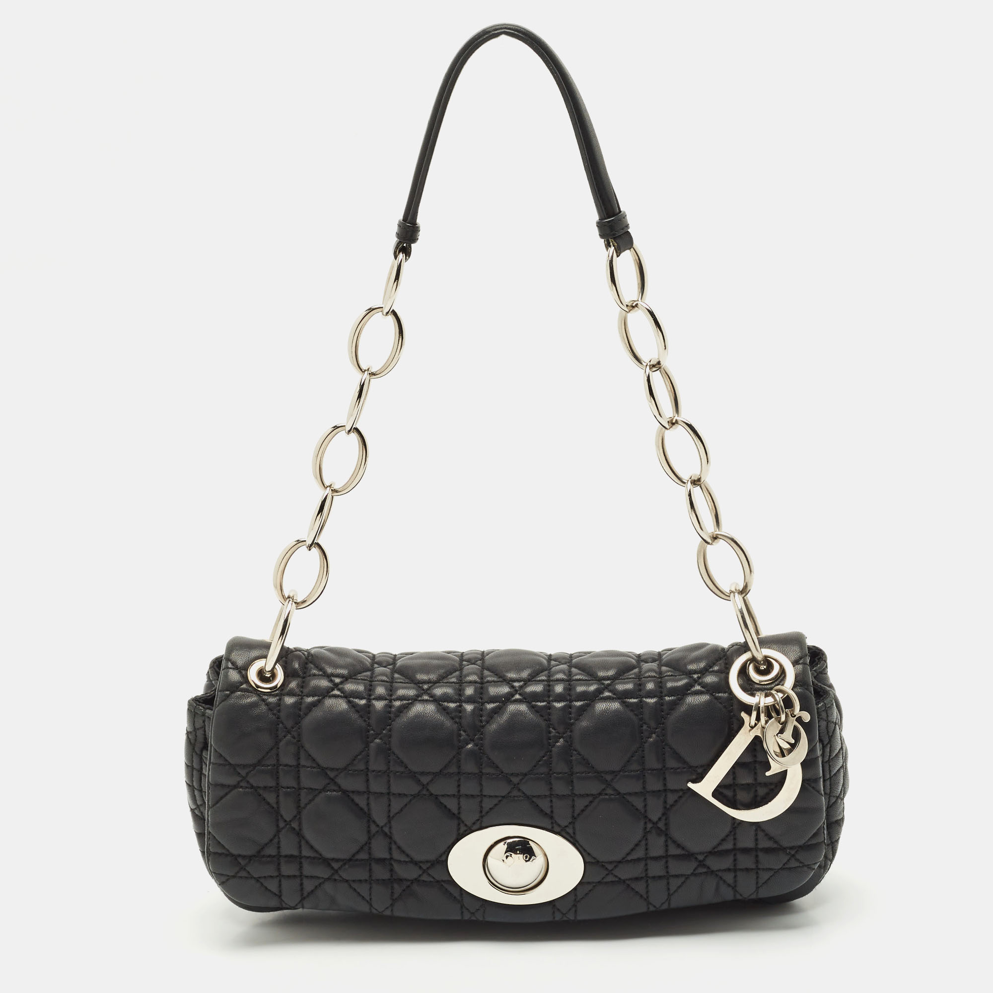 

Dior Black Cannage Leather Rendezvous Shoulder Bag