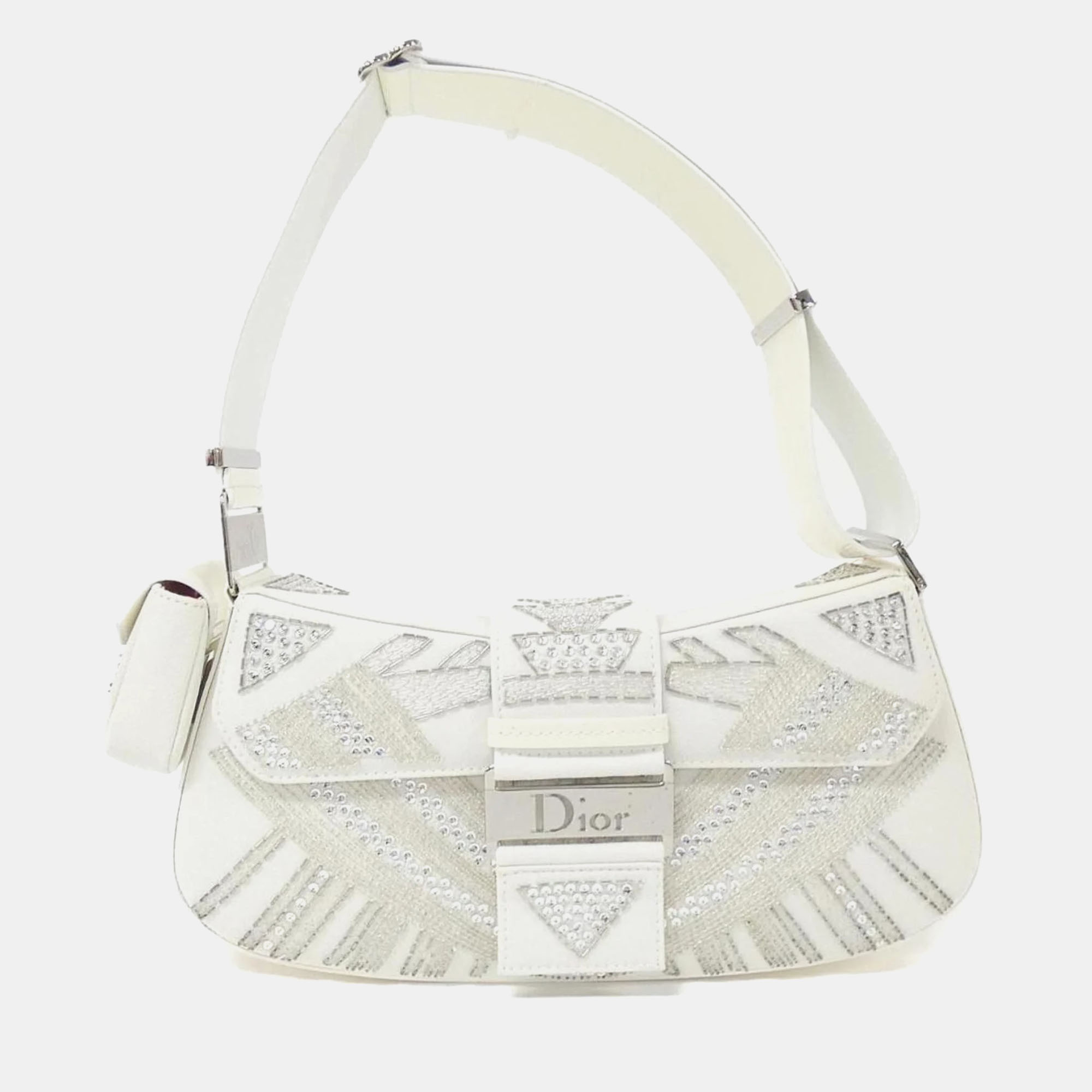 

Christian Dior Street Chic Columbus Avenue Beaded SequinBag, White