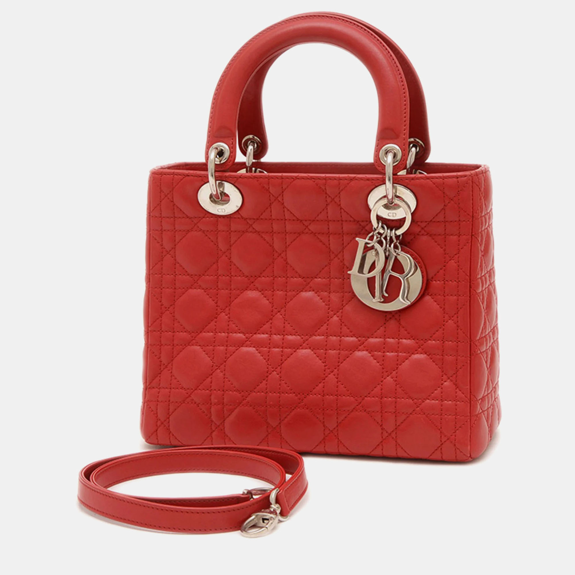 

Christian Dior Lady Dior Medium Red Cannage Lambskin Bag