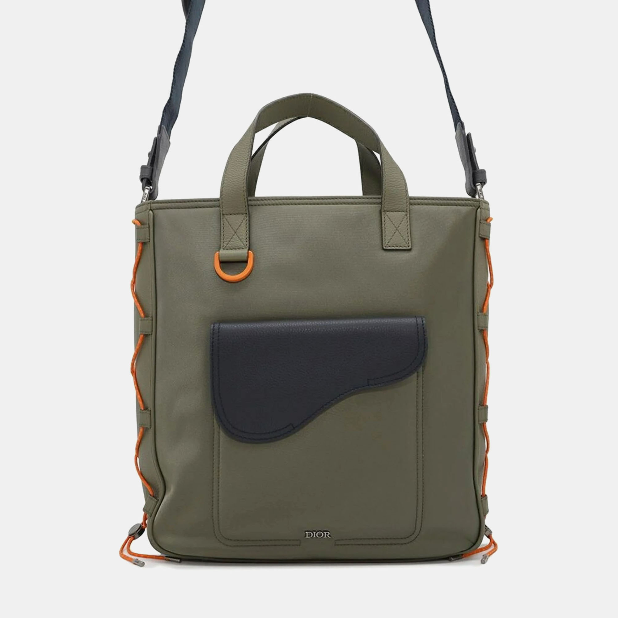 Pre-owned Dior Christian X Sacai Saddle Green Nylon Tote Bag