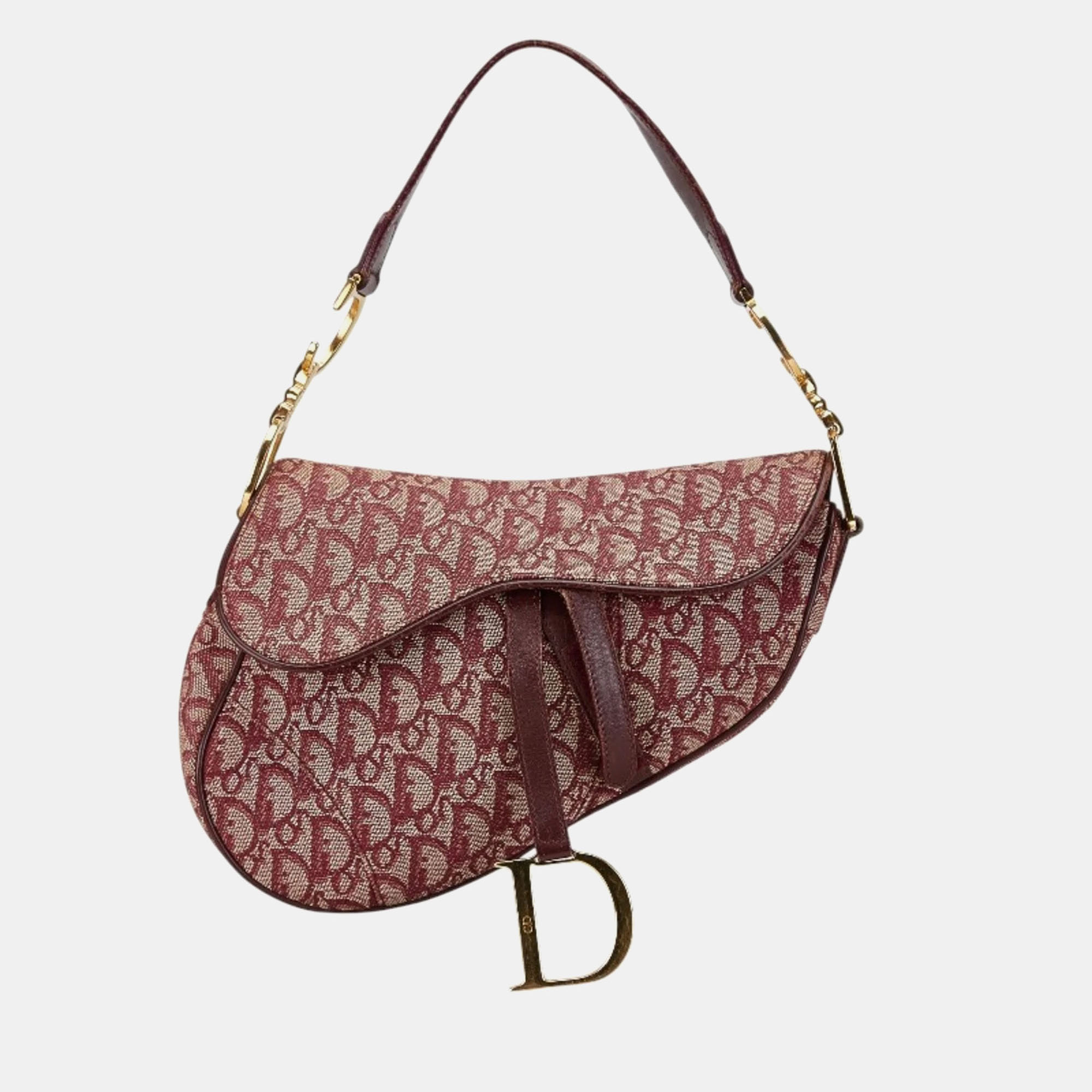 

Christian Dior Dior Trotter Saddle Bordeaux Red Canvas Leather Handbag