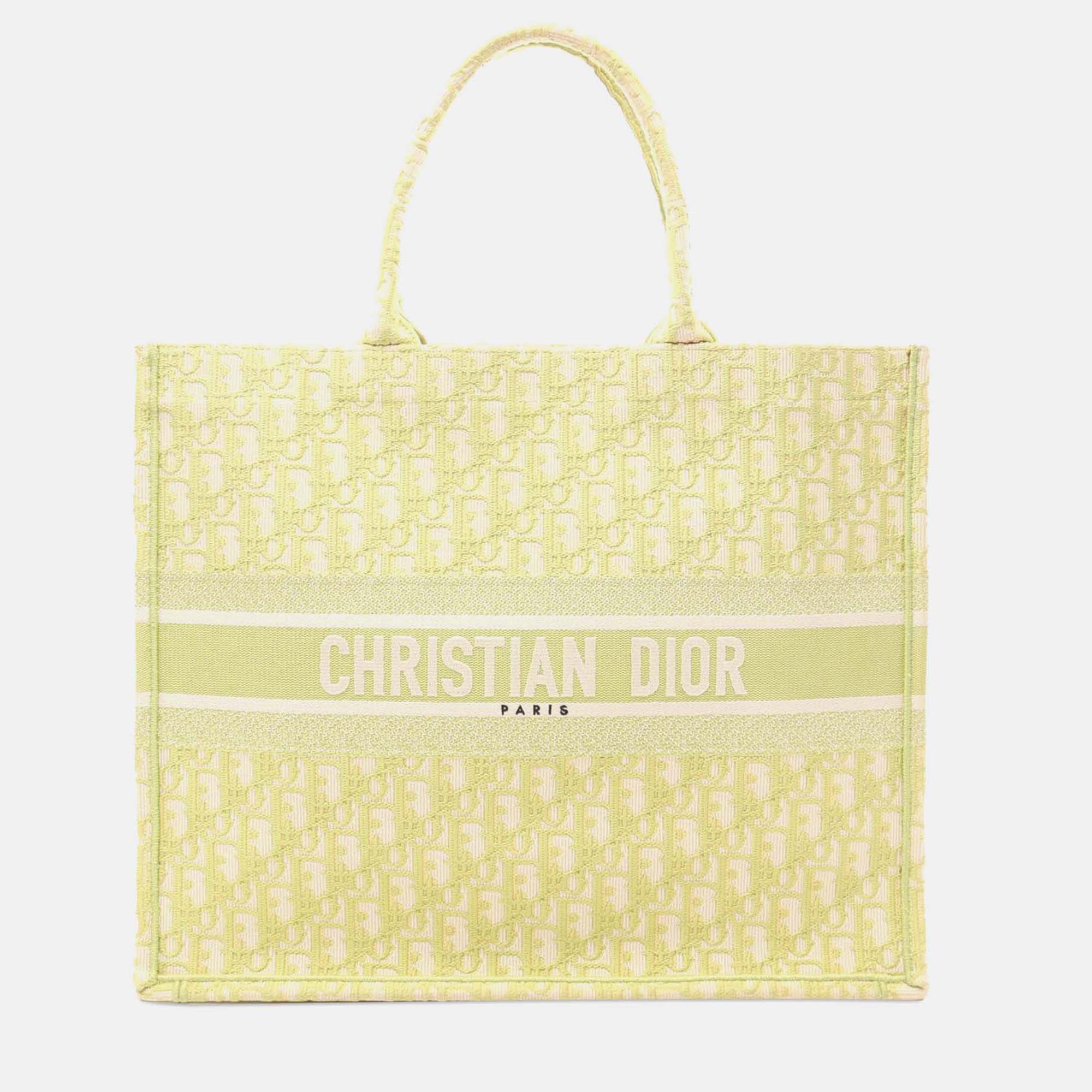 

Dior Green Large Oblique Canvas Book Tote