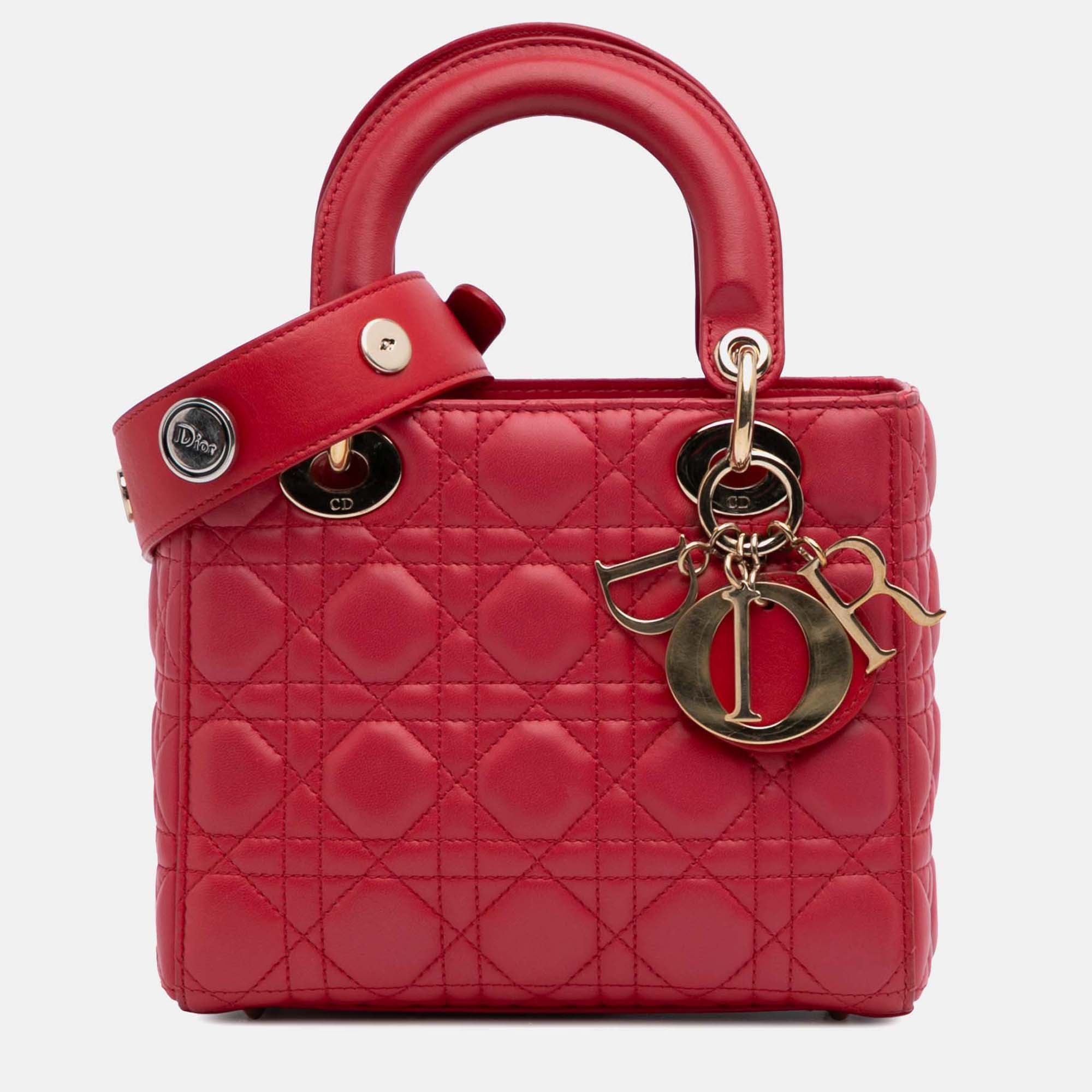 

Dior Red Small Lambskin Cannage My ABCDior Lady Dior