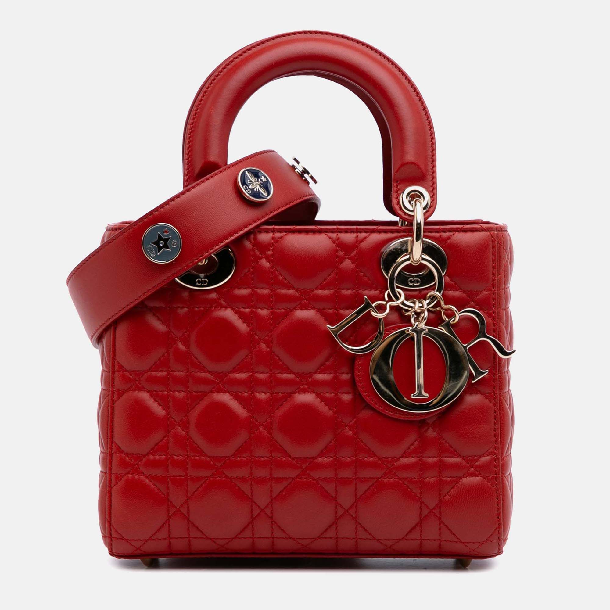 

Dior Red Small Lambskin Cannage My ABCDior Lady Dior