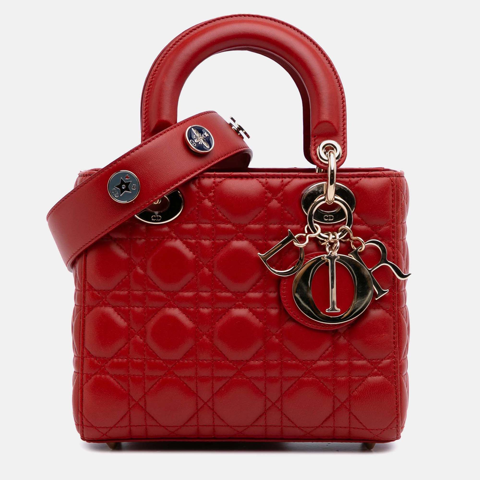 

Dior Red Small Lambskin Cannage My ABCDior Lady Dior