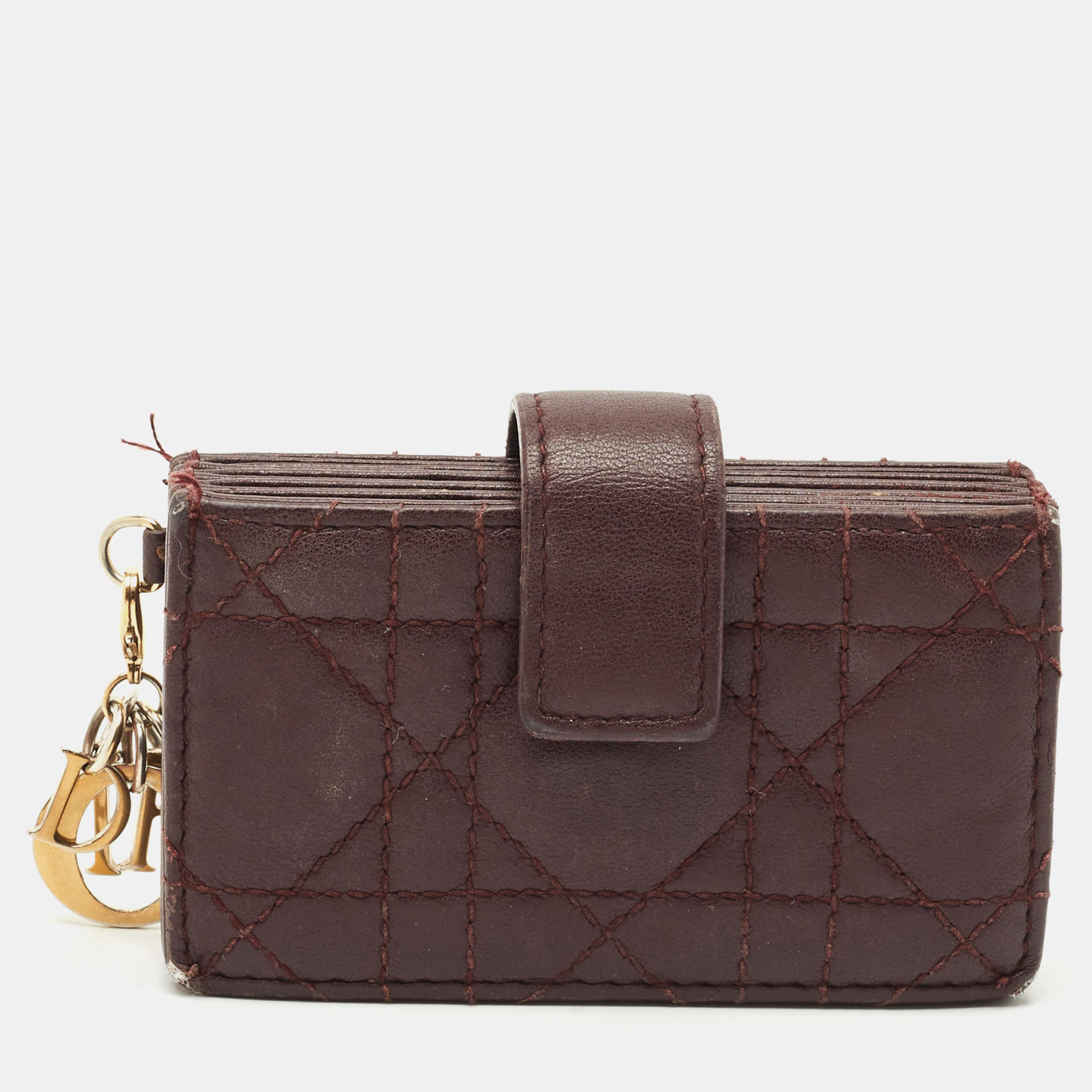 

Dior Burgundy Cannage Leather Lady Dior 5 Gusset Card Case