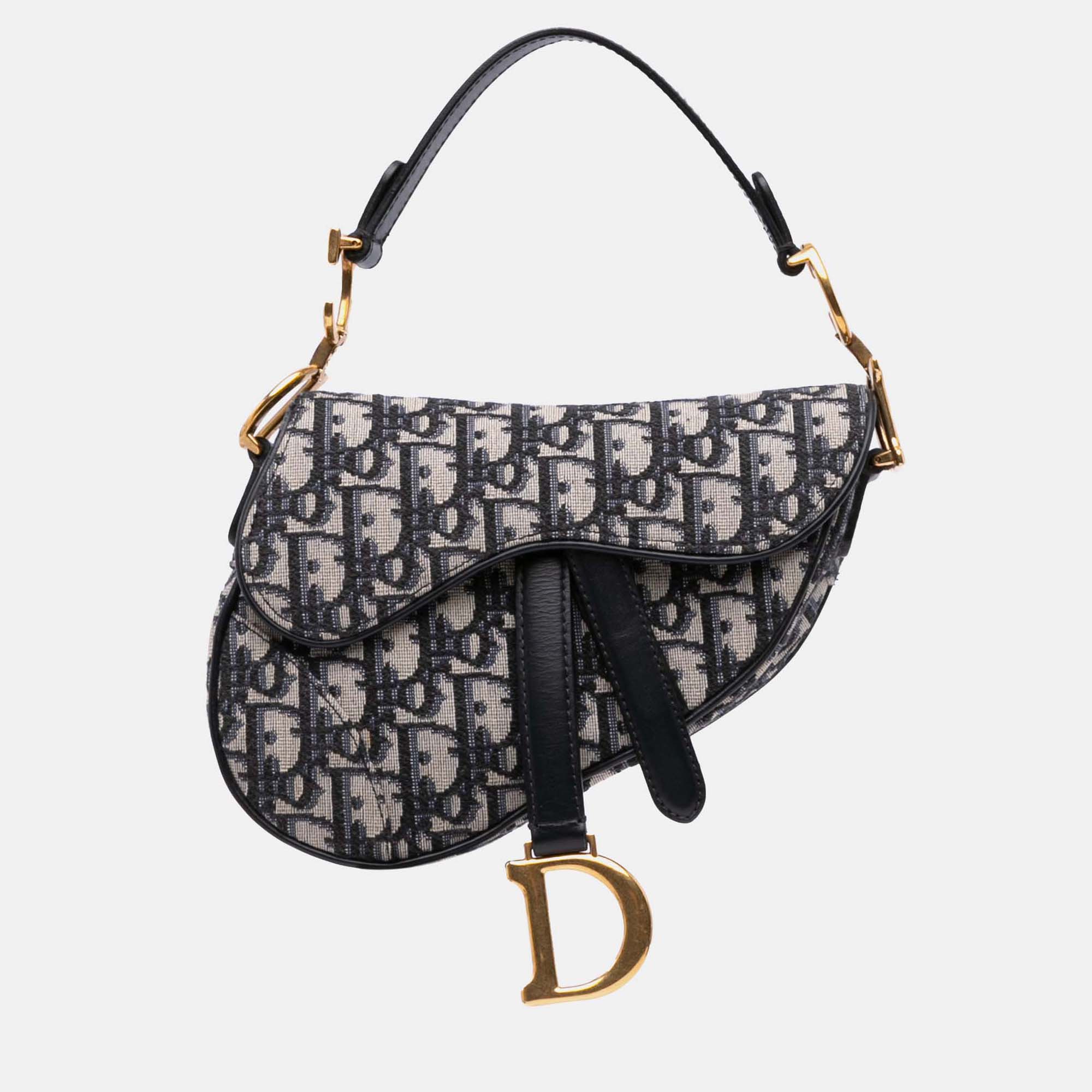 

Dior Blue Mini Oblique Canvas Saddle Bag