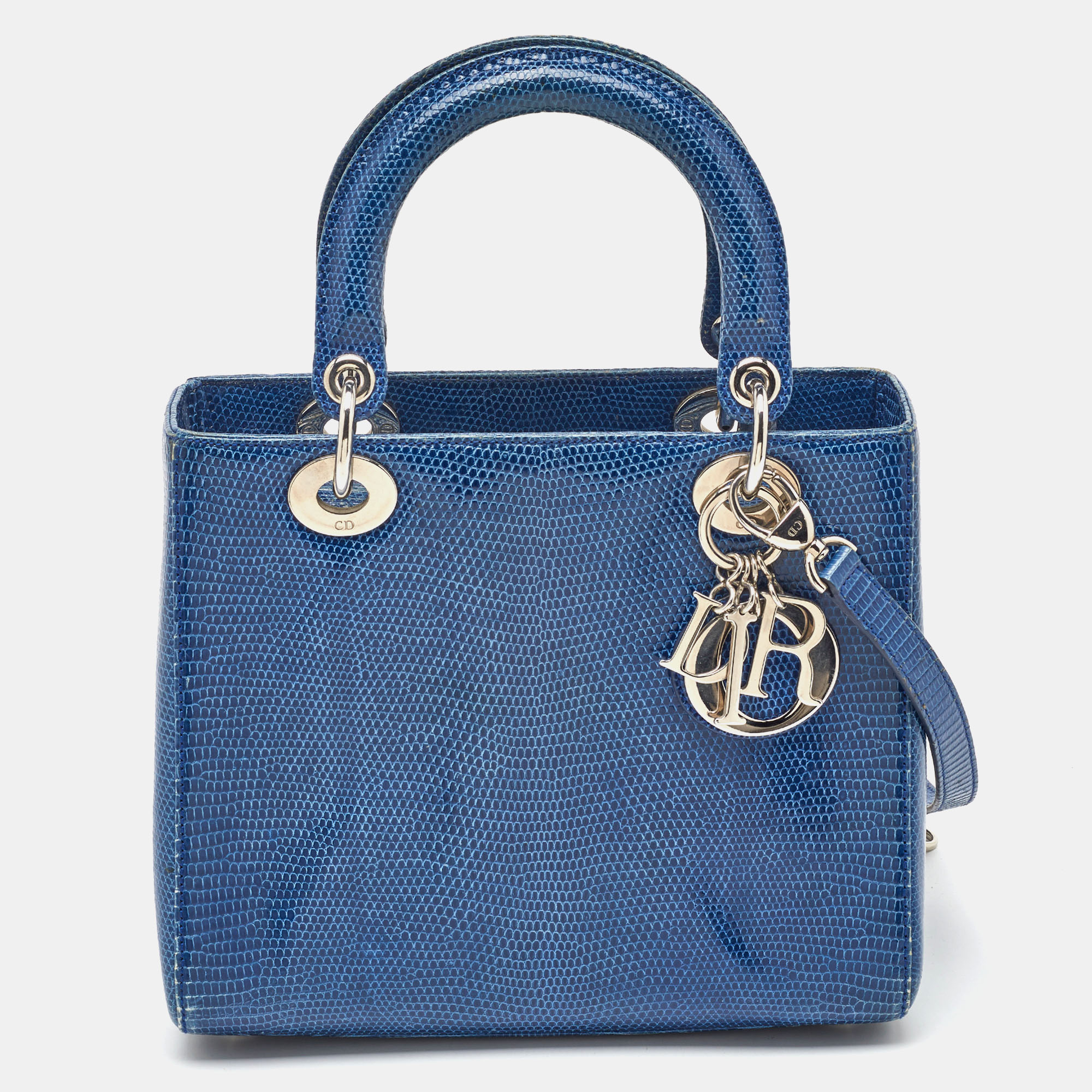 

Dior Blue Lizard Leather  Lady Dior Tote