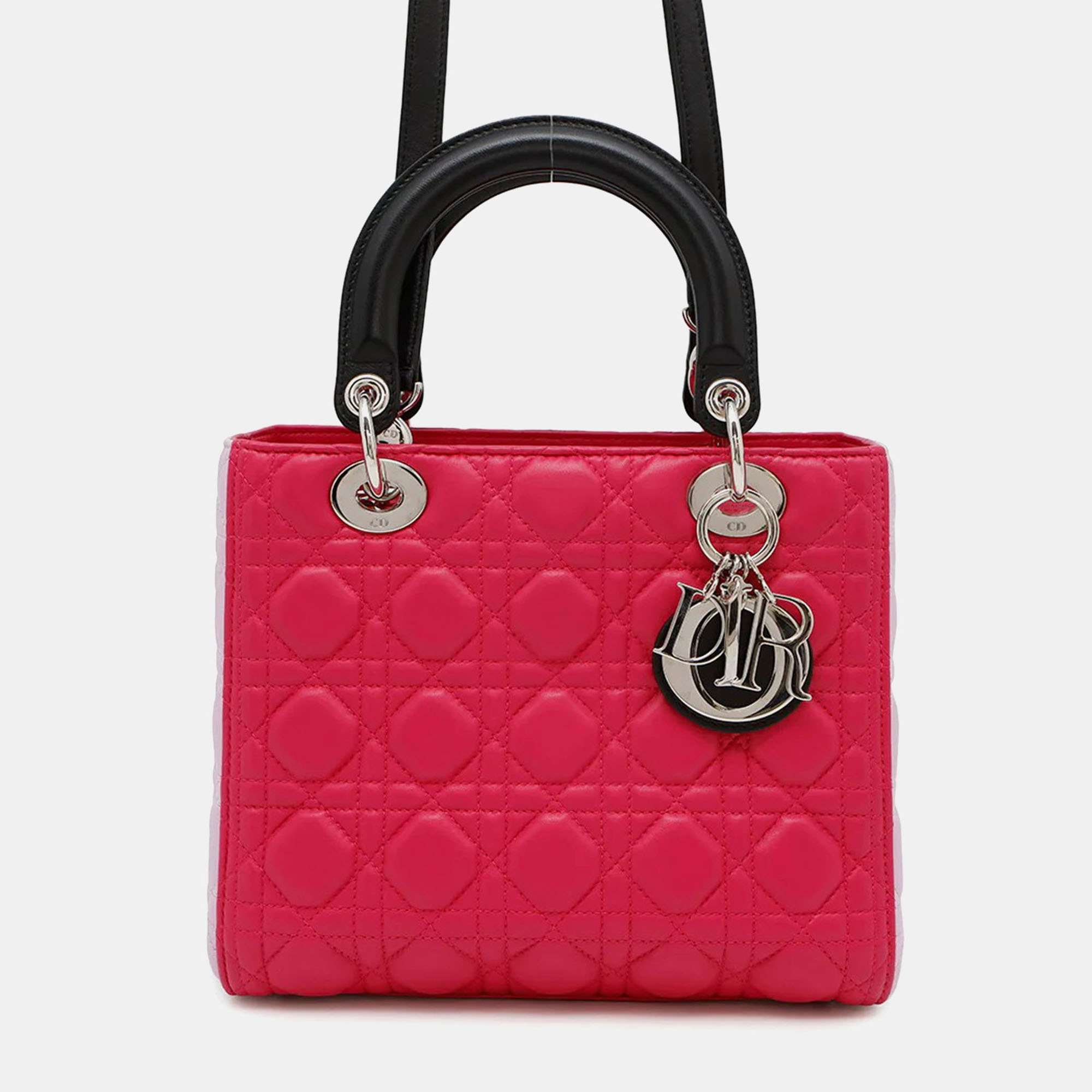 

Dior Lady Dior Pink/Black Leather Shoulder Bag