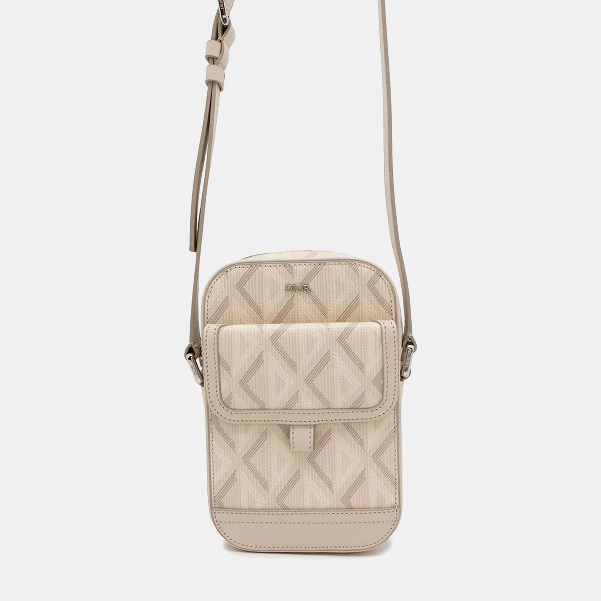 

Dior Diamond White PVC Leather Vertical Pouch