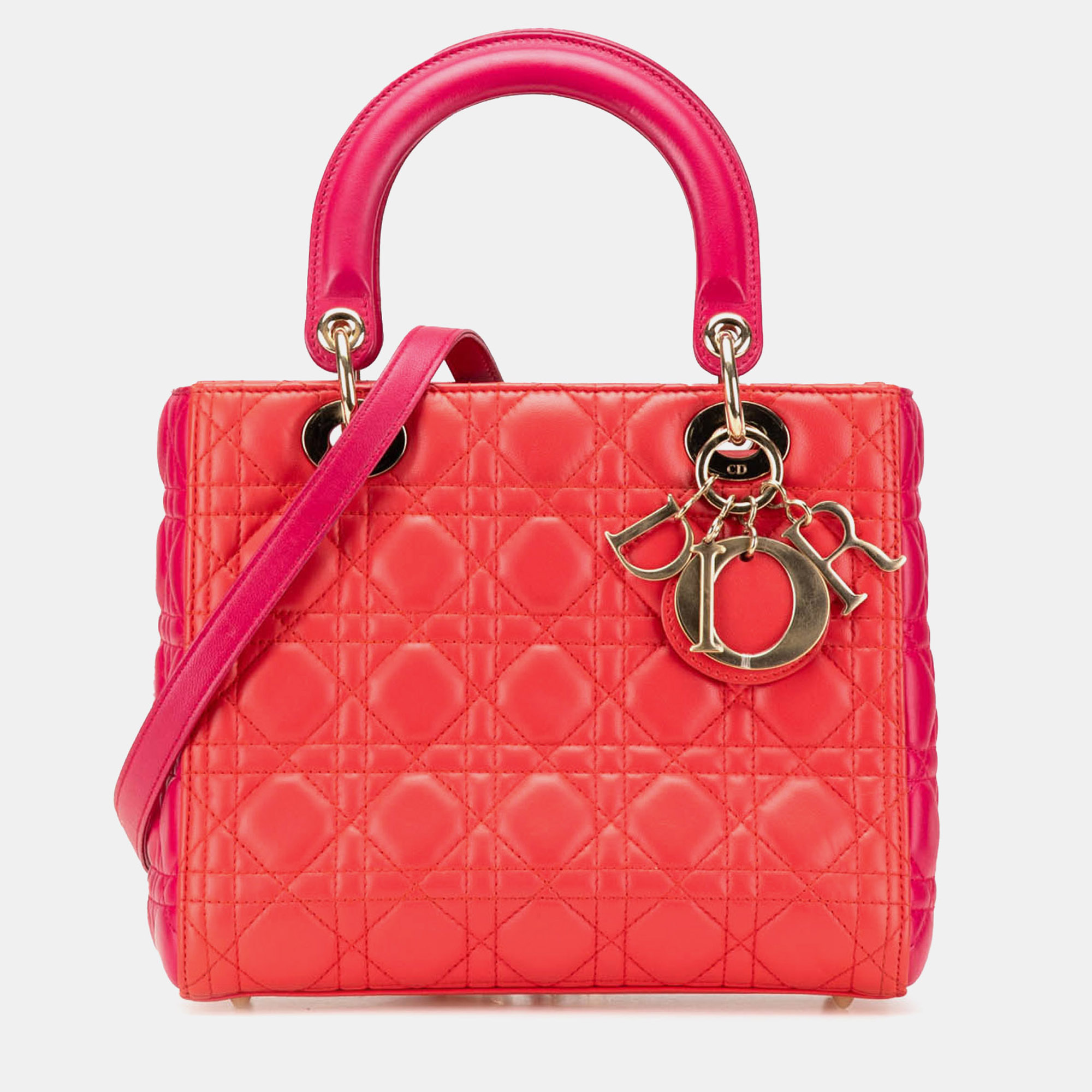 

Dior Lady Dior Medium Red Lambskin Cannage Bag