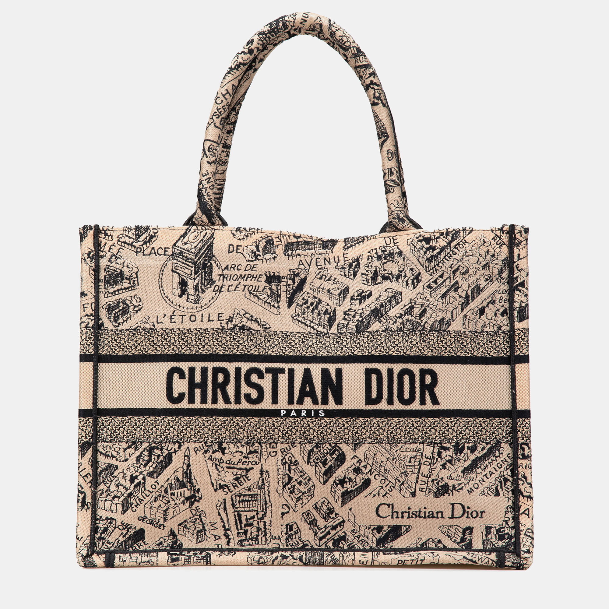 

Dior Beige Medium Embroidered Canvas Plan de Paris Book Tote
