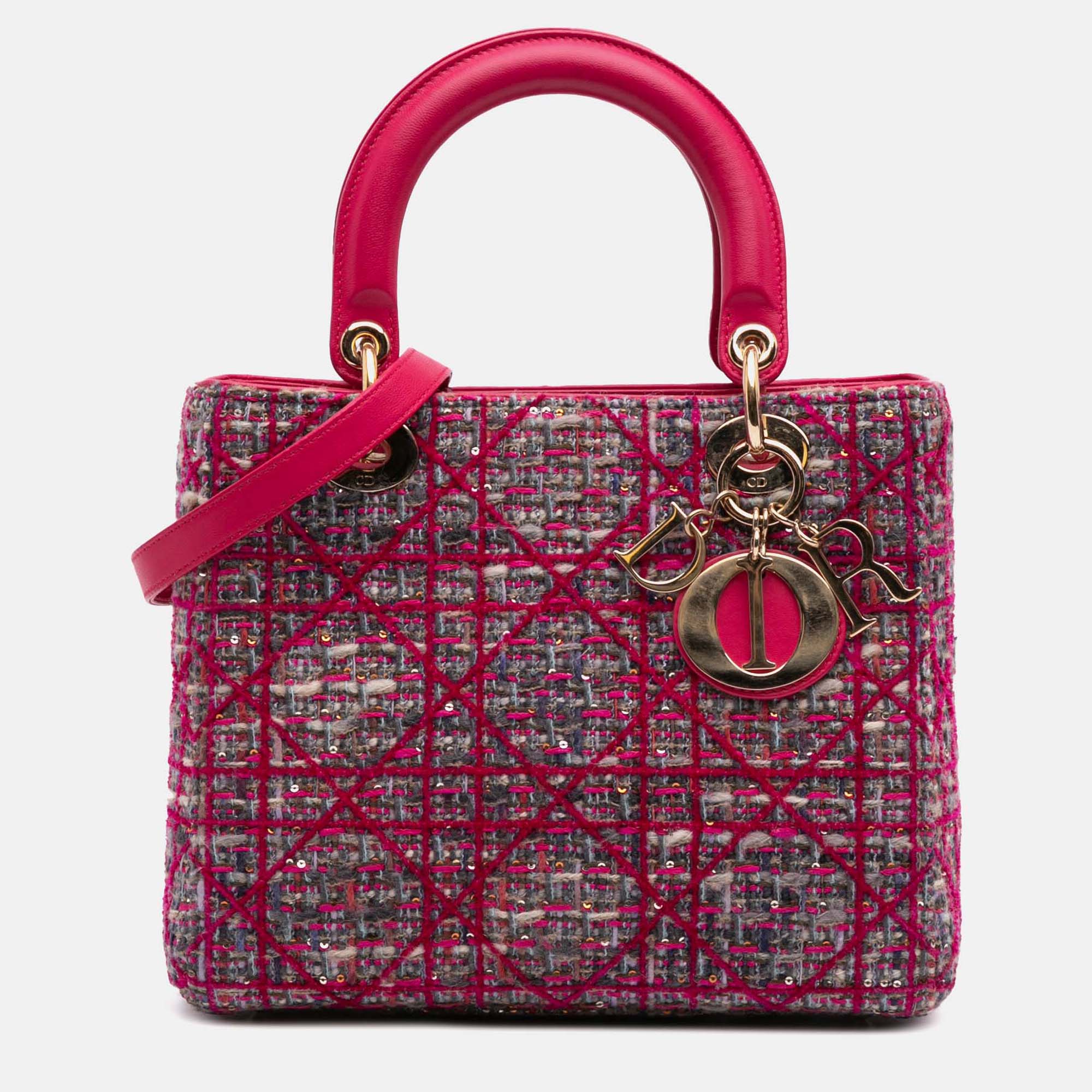 

Dior Pink Medium Tweed Macrocannage Lady Dior