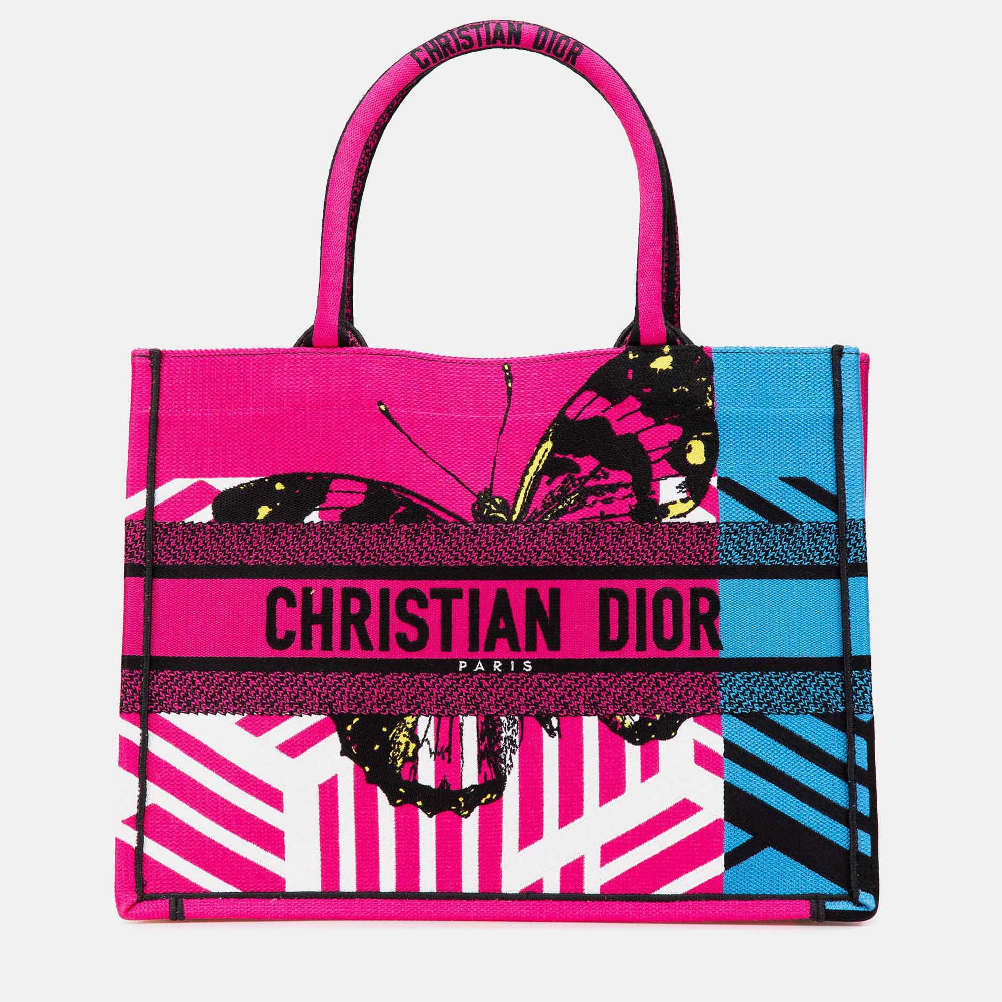 

Dior Multicolor Medium Embroidered Canvas Butterfly D Jungle Pop Book Tote