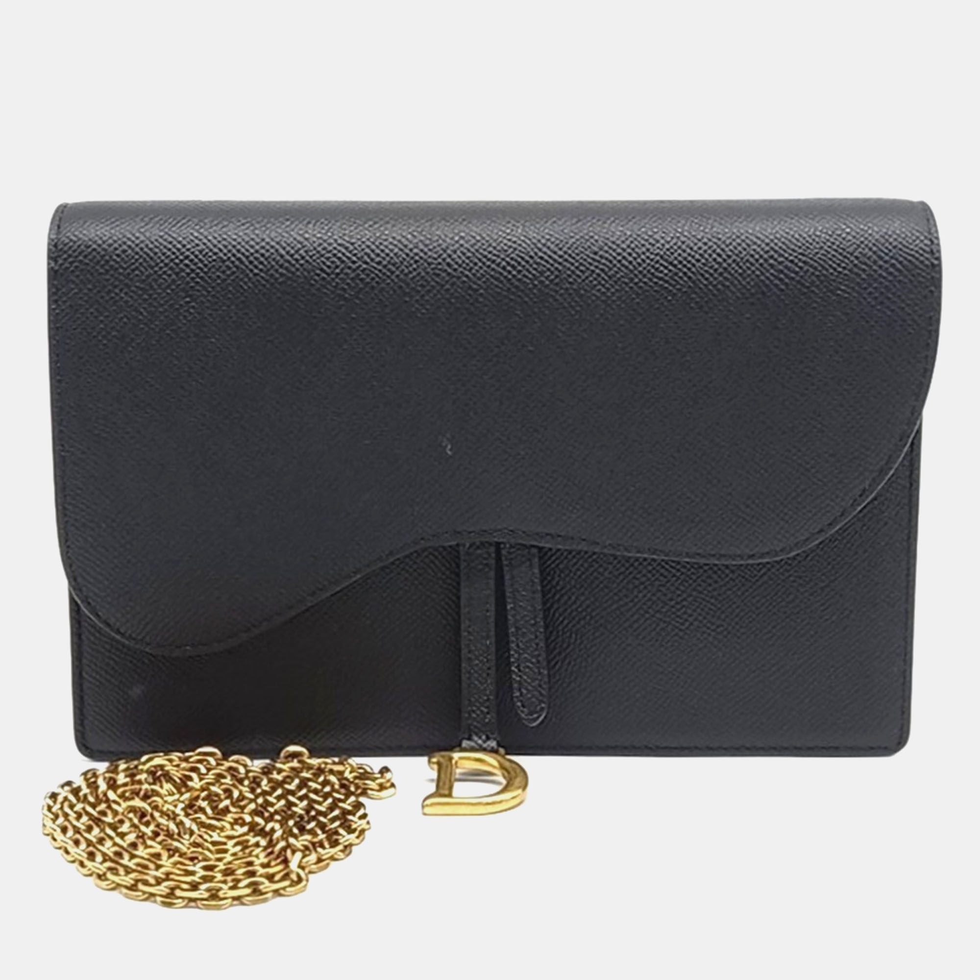 

Dior Black Leather Saddle Chain Crossbody Bag