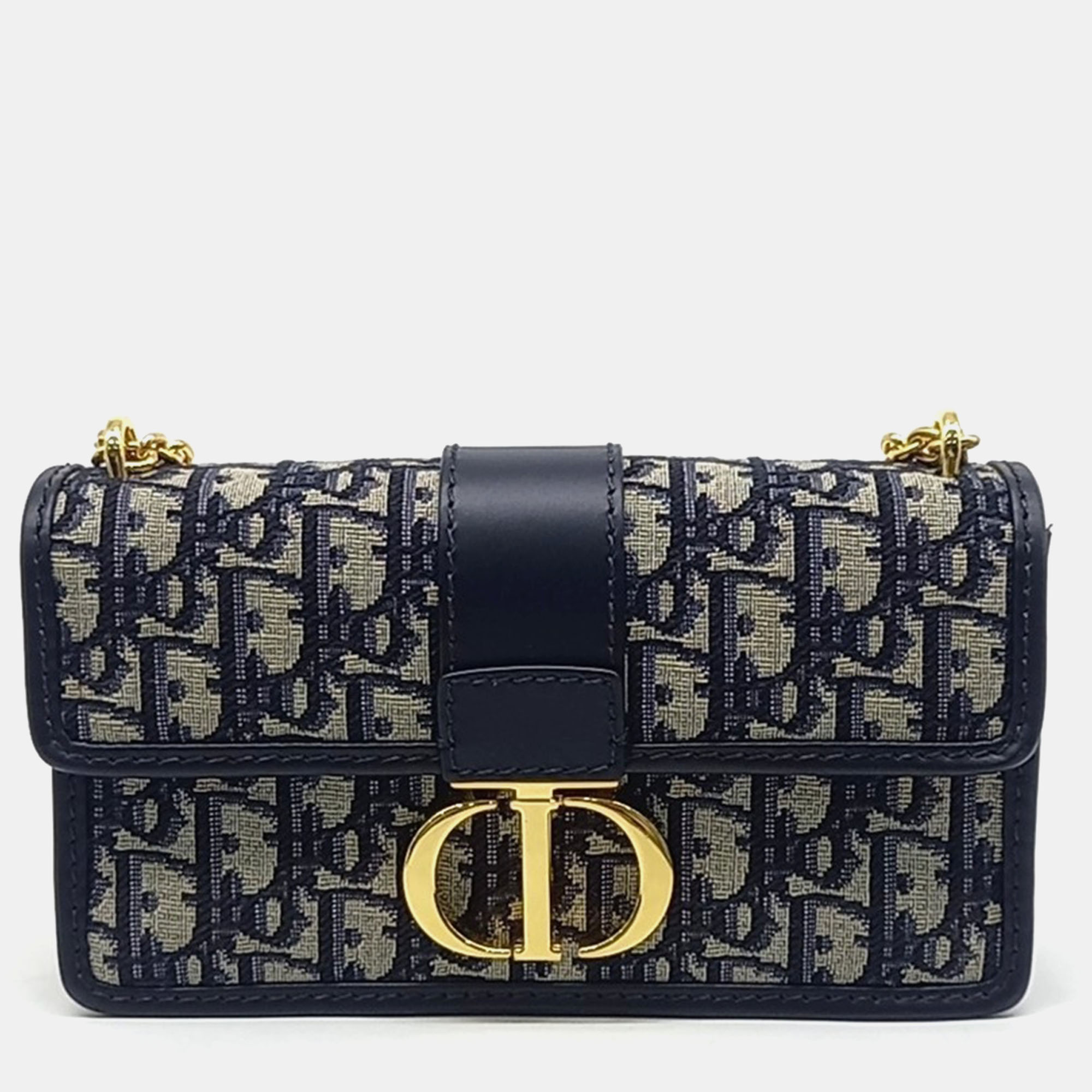 

Dior Navy Blue Fabric Oblique 30 Montaigne Bag East West