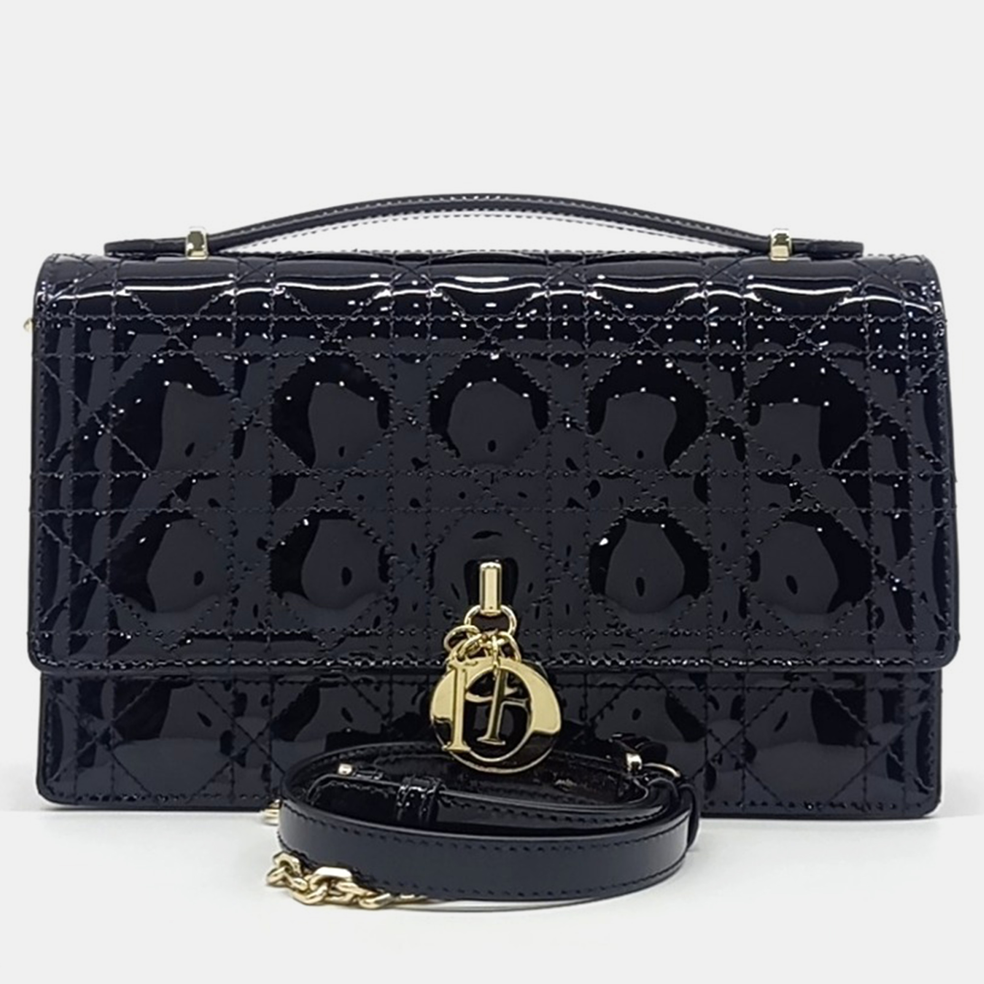 

Dior Black Leather Patent My Dior Top Handle Bag