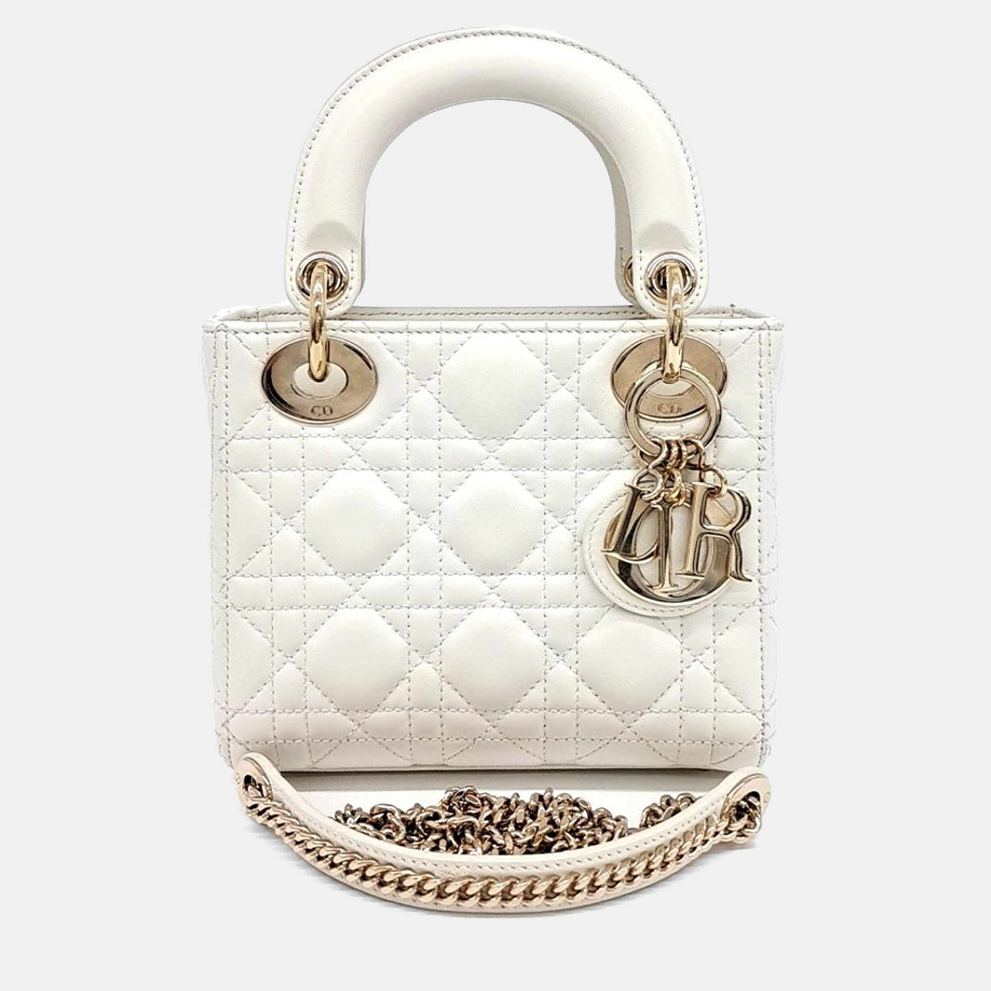 

Dior White Leather Lady Mini Bag