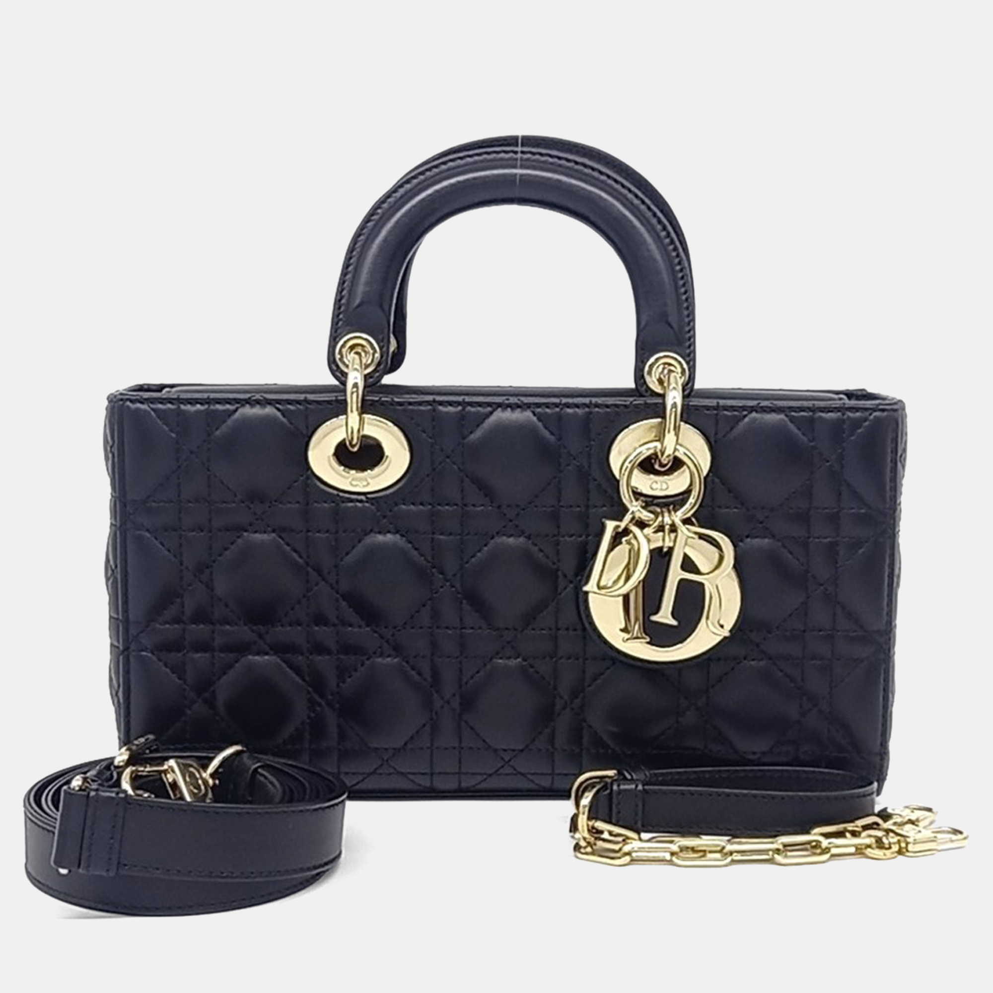 

Dior Black Leather Lady D-Joy Medium Bag