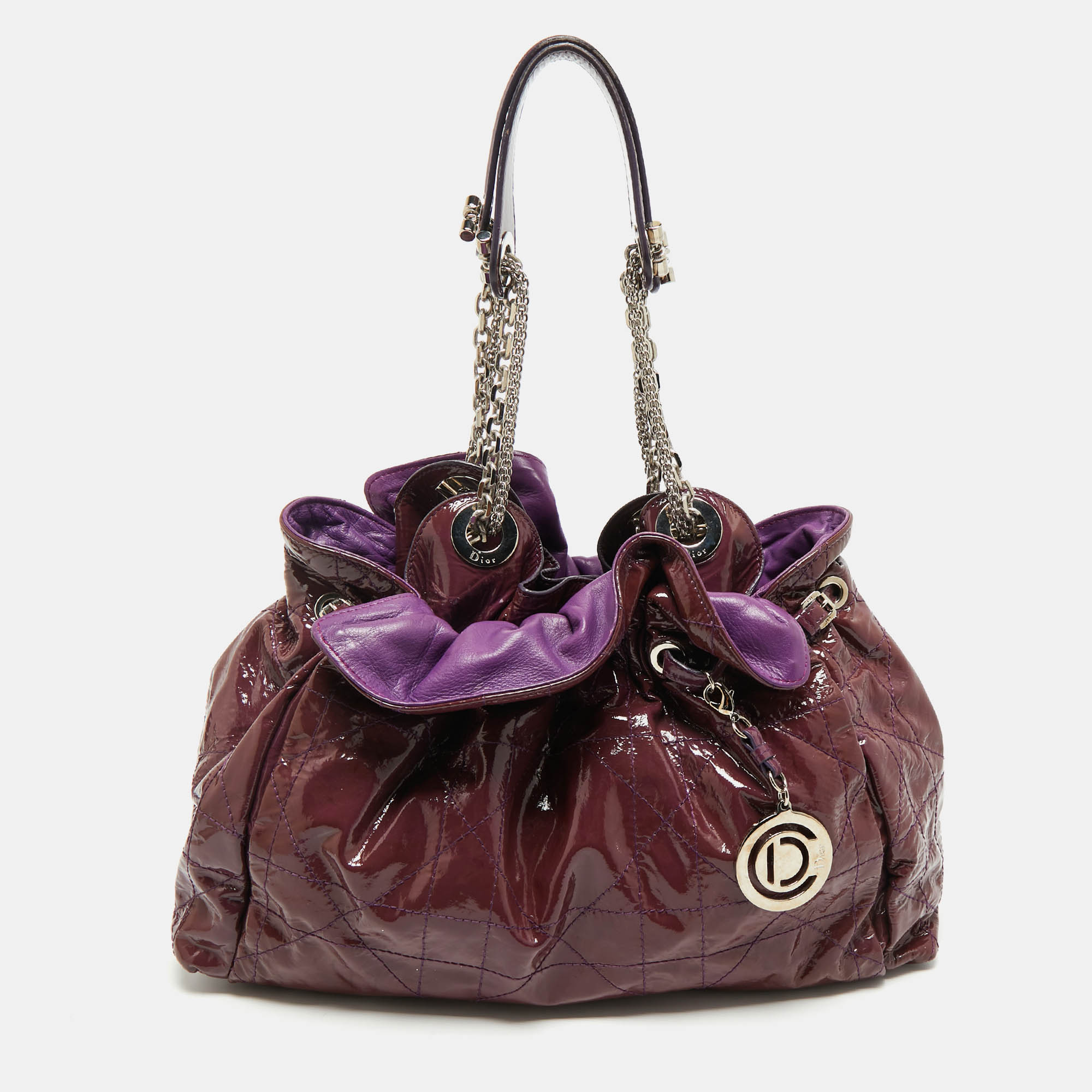

Dior Purple Cannage Patent Leather Le Trente Hobo