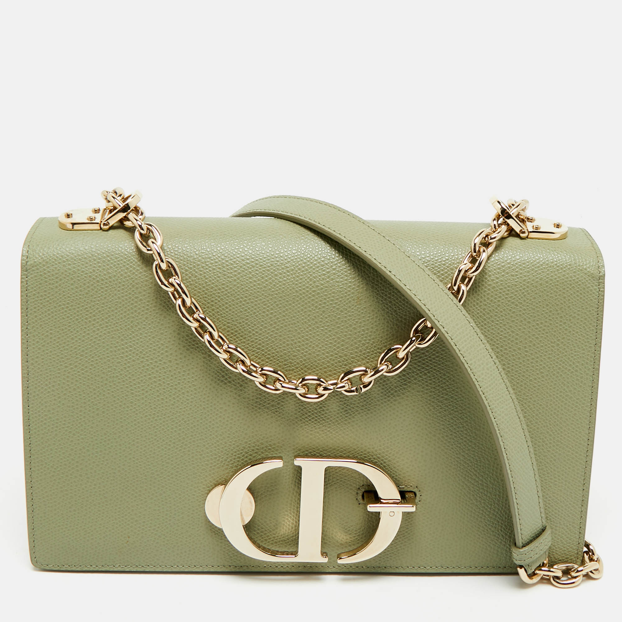 

Dior Light Green Leather Montaigne 30 Chain Shoulder Bag