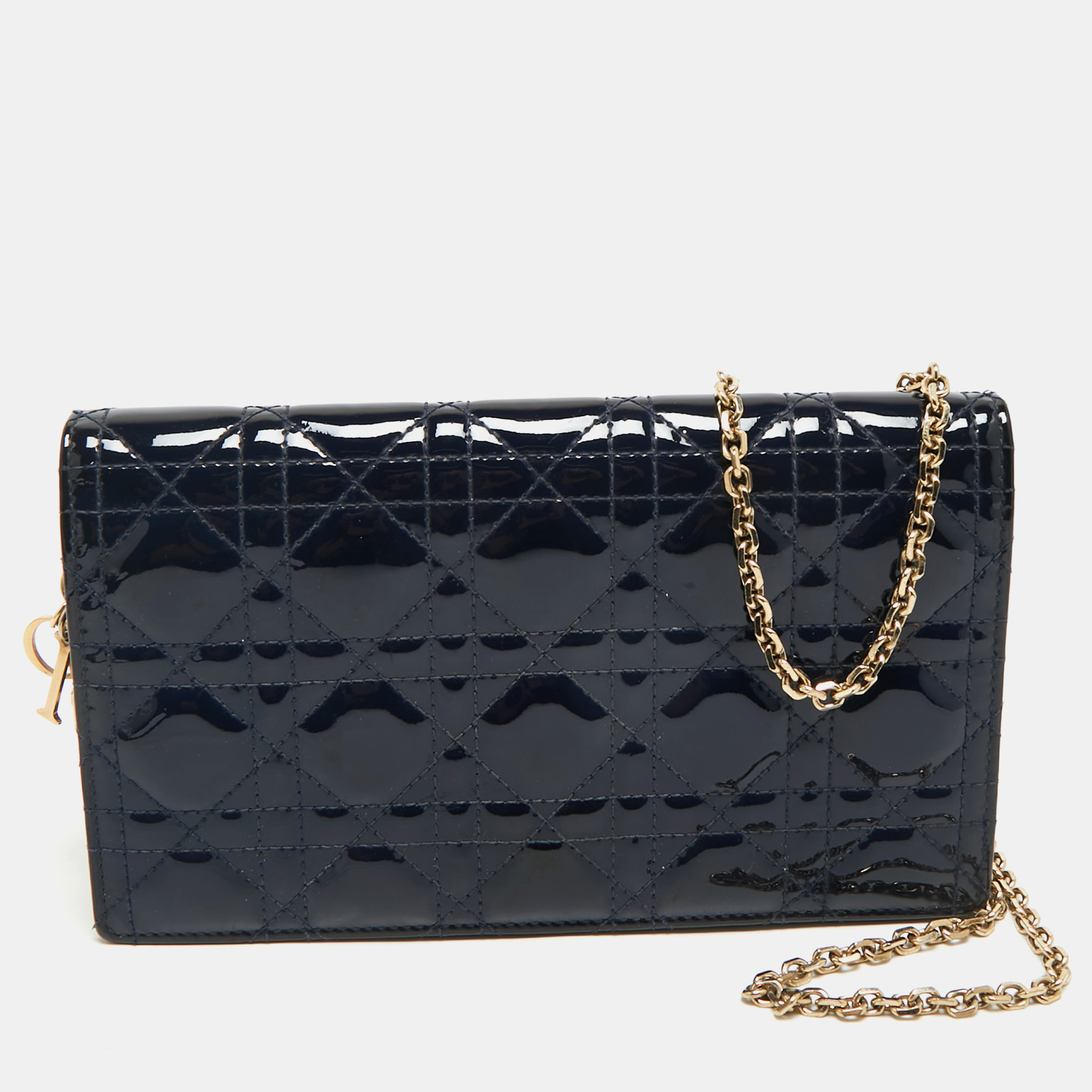 Pre-owned Dior Chain Clutch In Blue