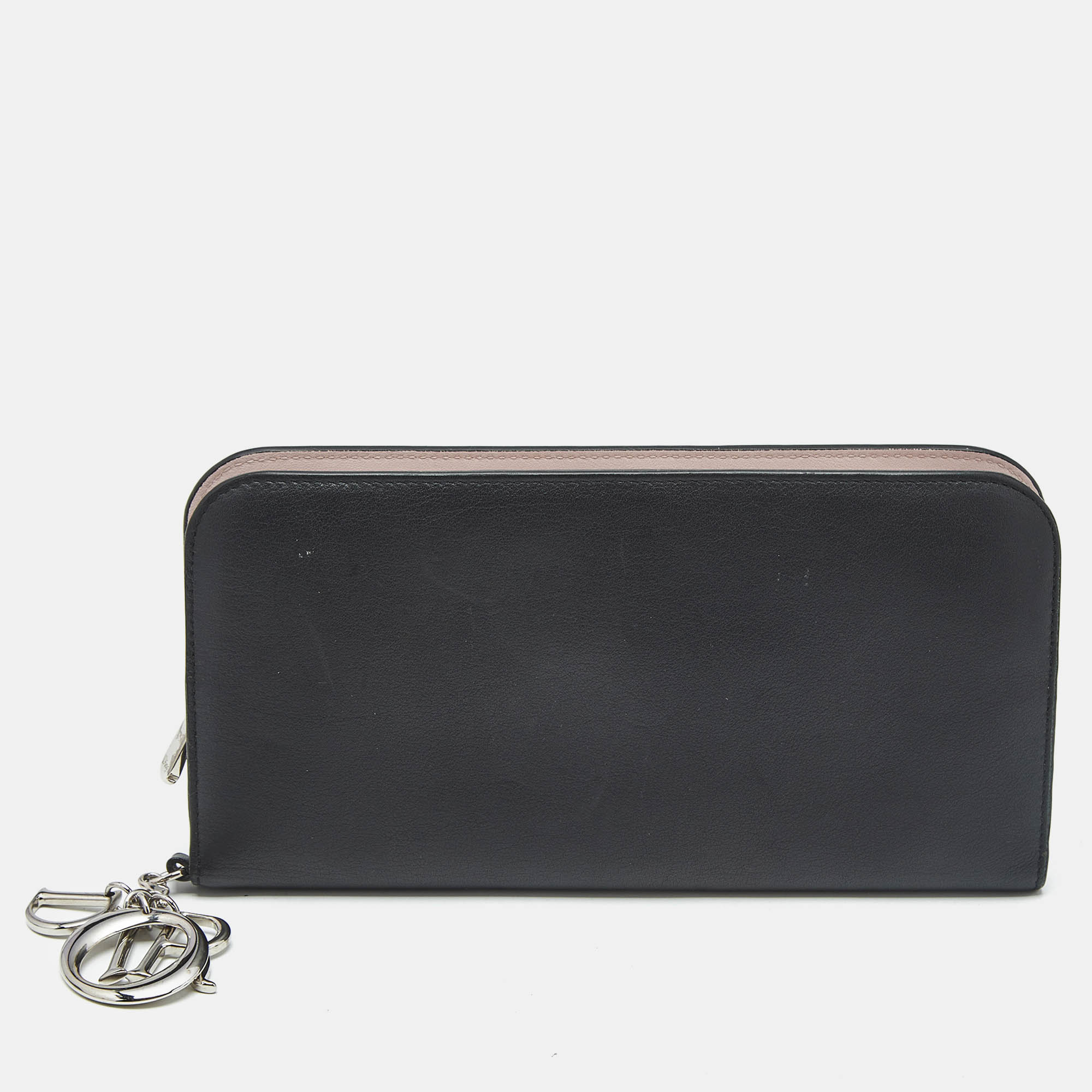 

Dior Black Leather Diorissimo Voyageur Zip Around Wallet