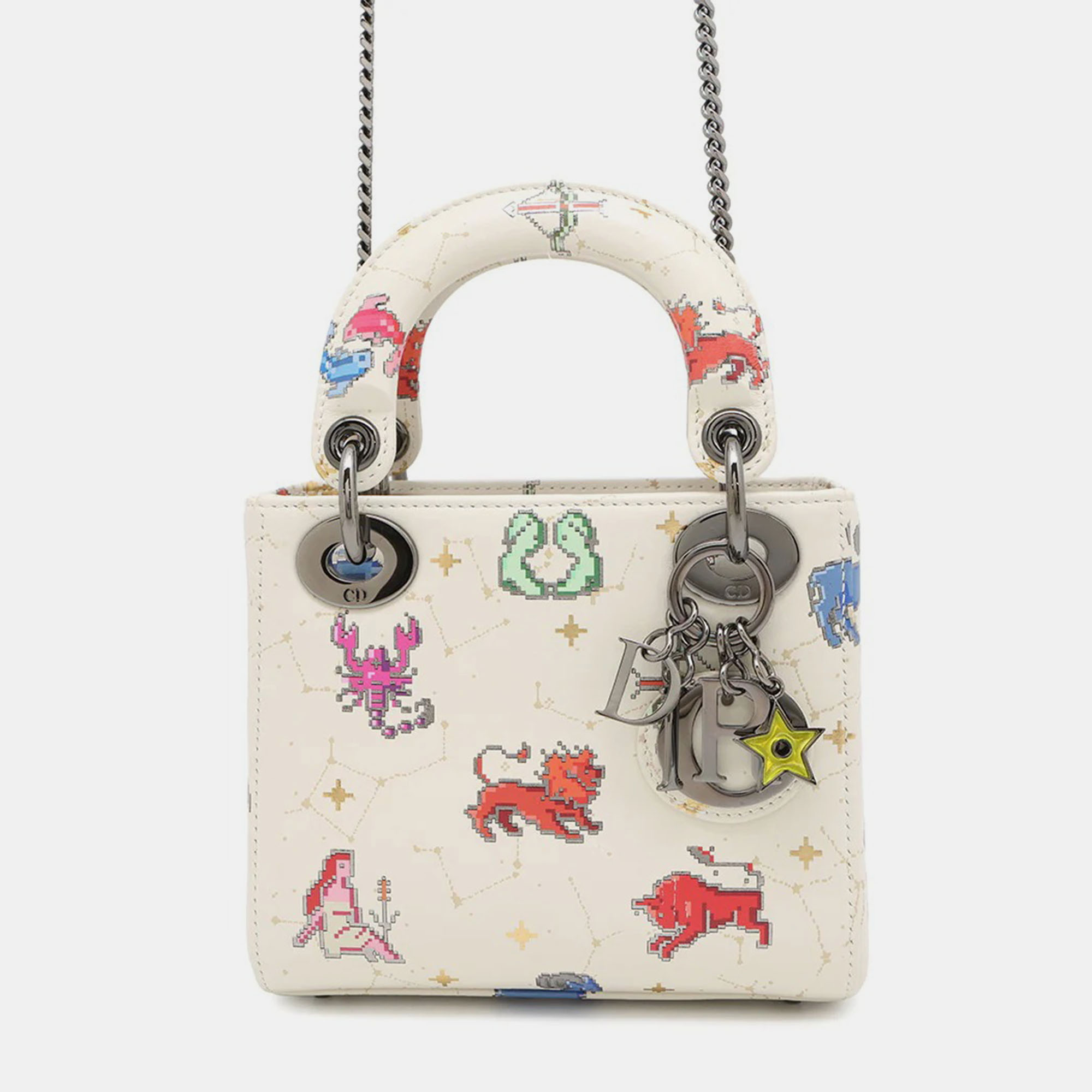 

Dior Lady Dior Mini White Multicolor Constellation Leather Shoulder Bag