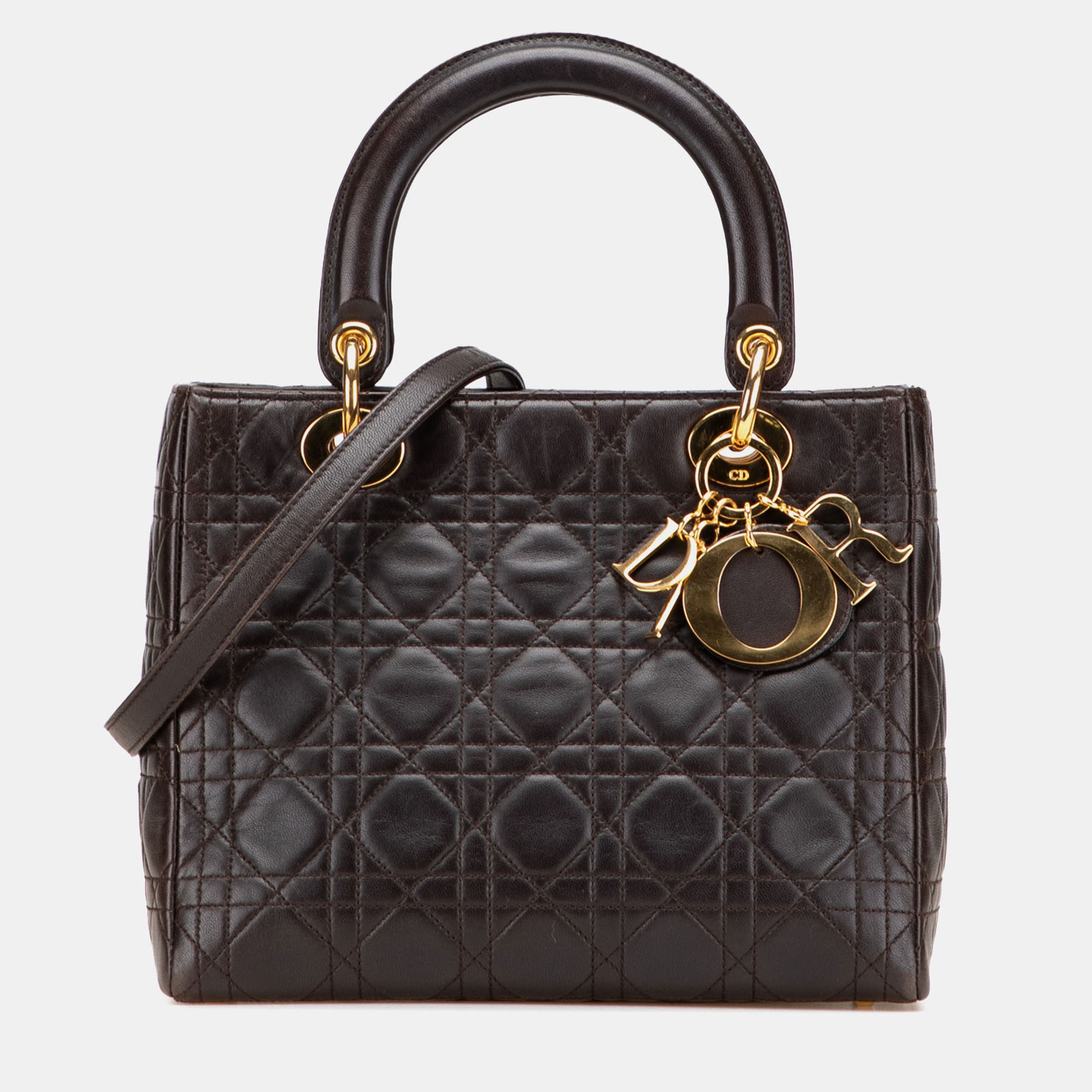 

Dior Brown Medium Lambskin Cannage Lady Dior