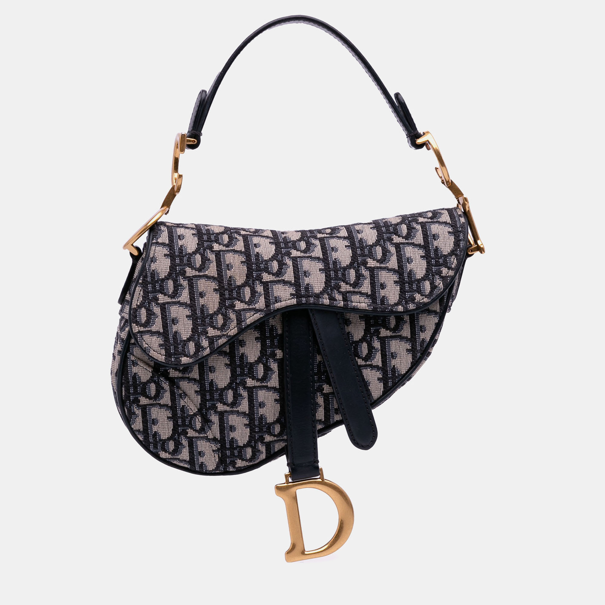 

Dior Navy Blue/Pink Mini Oblique Canvas Saddle Bag