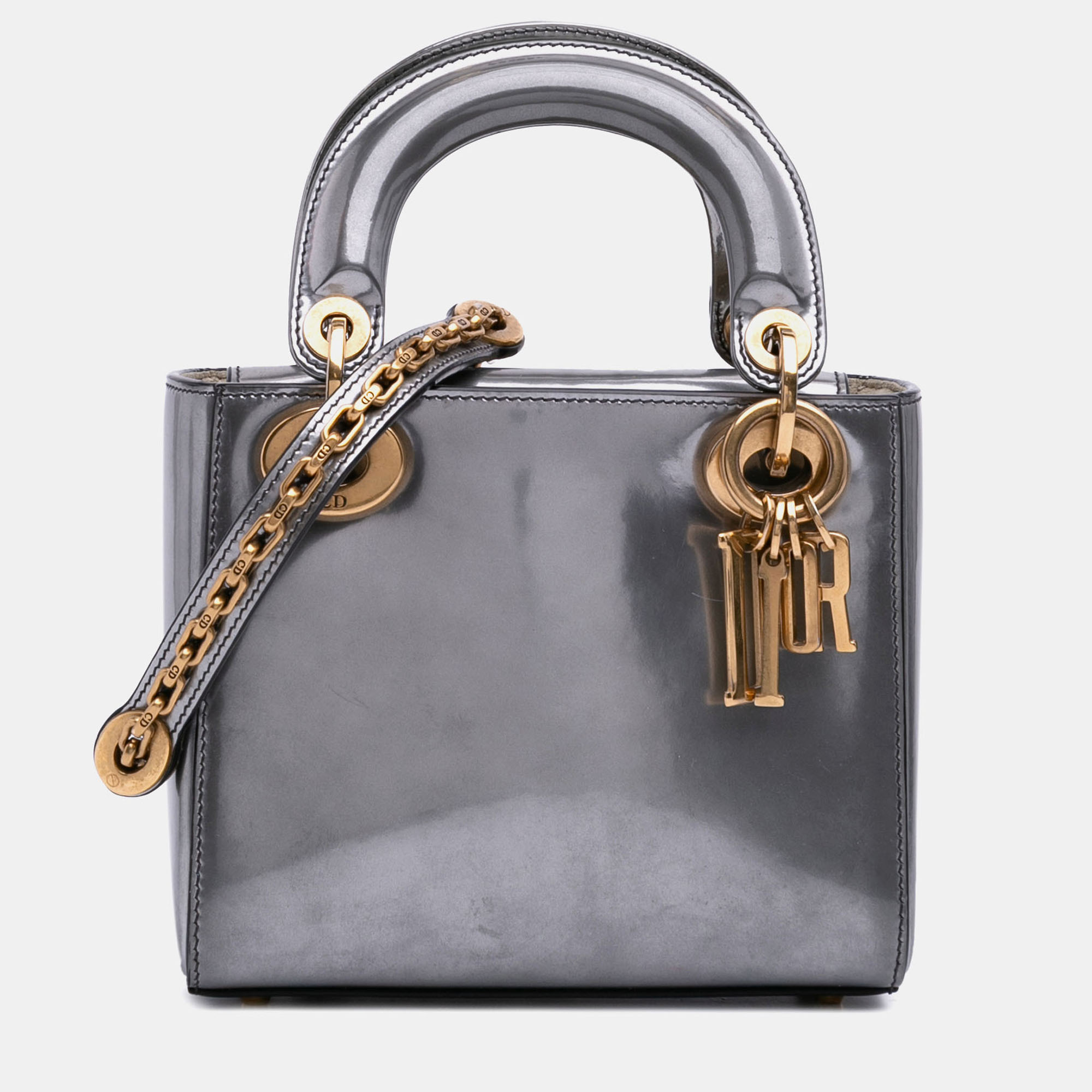 

Dior Silver Mini Metallic Glazed Calfskin Lady Dior
