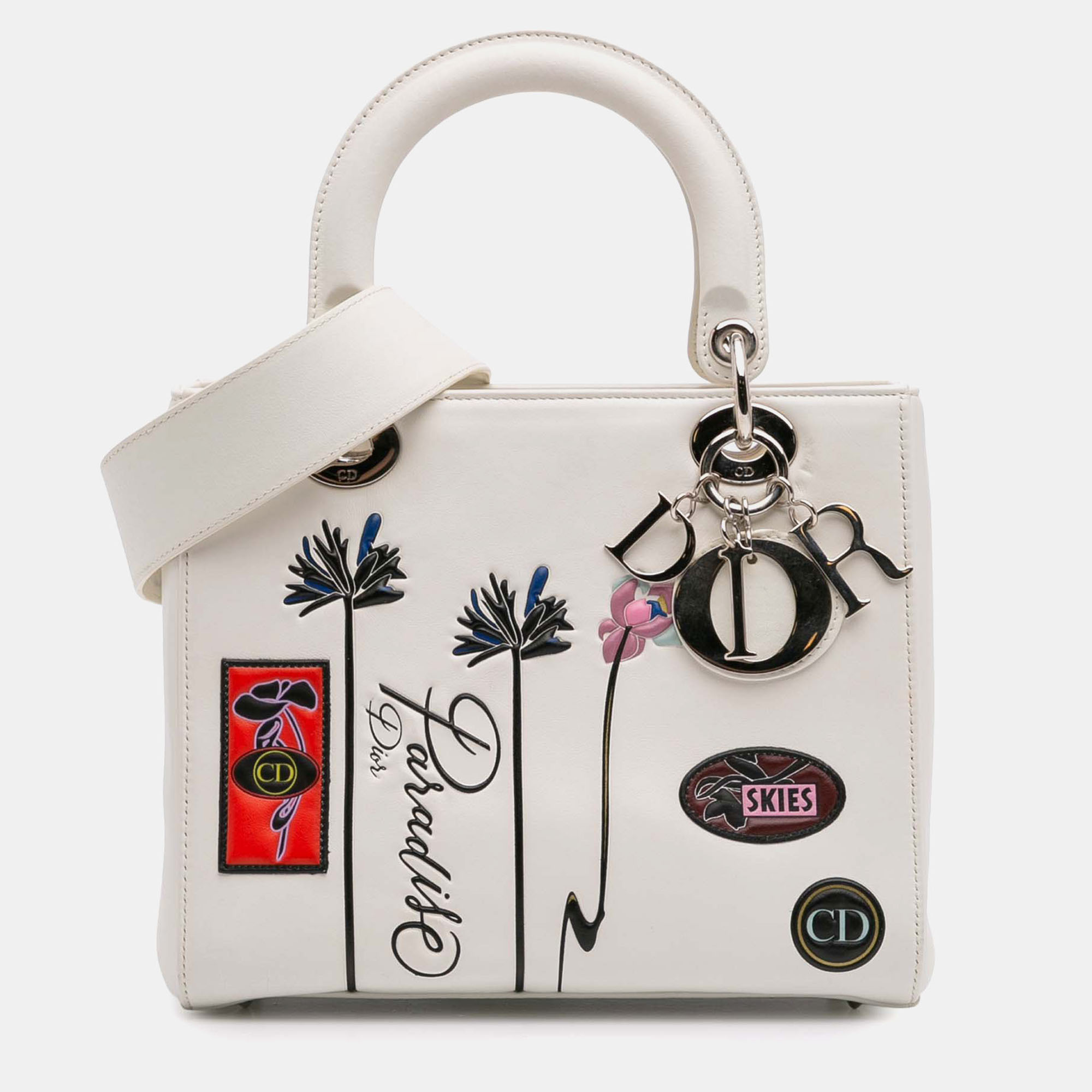 

Dior White Medium Lambskin Paradise Lady Dior