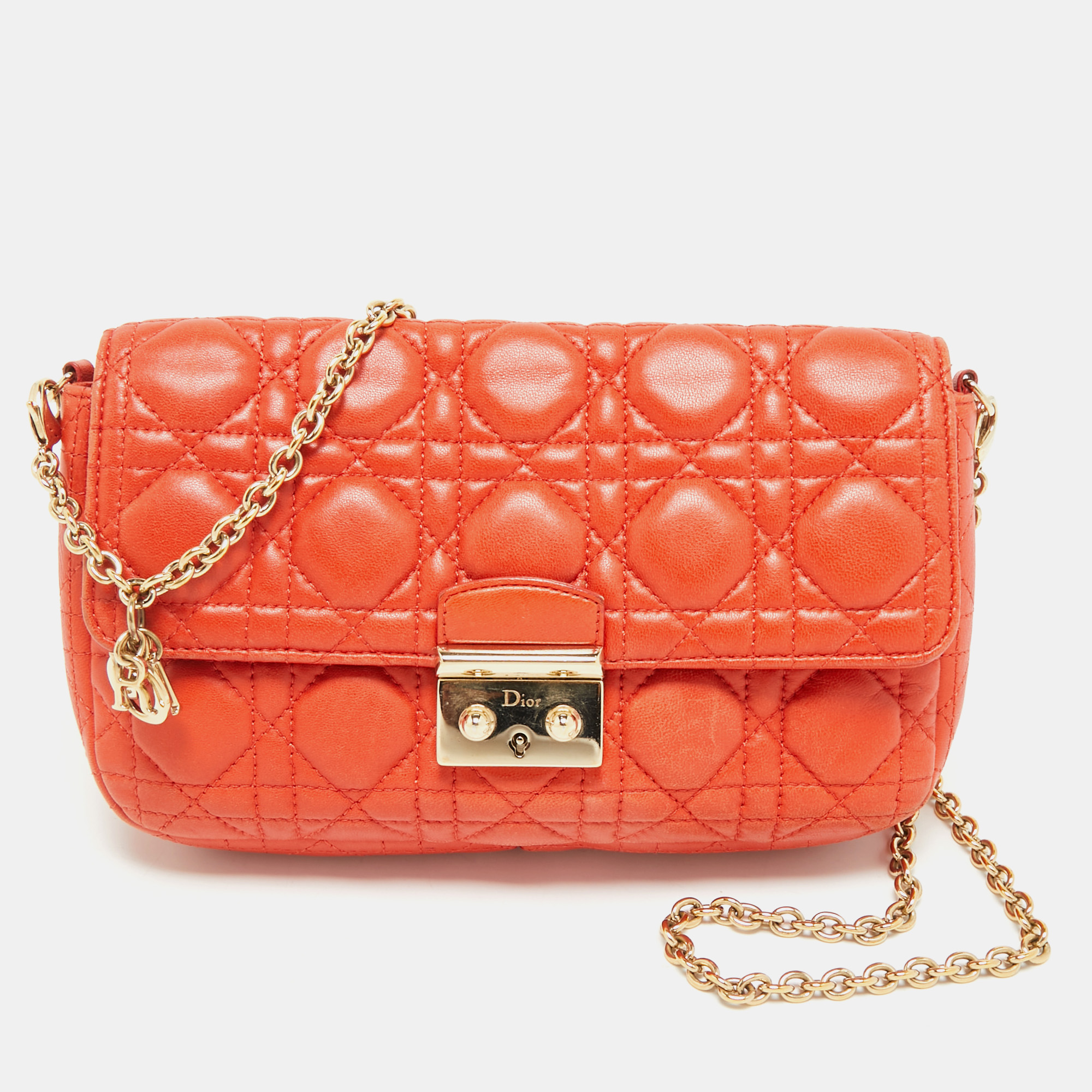 

Dior Orange Cannage Leather  Miss Dior Flap Bag