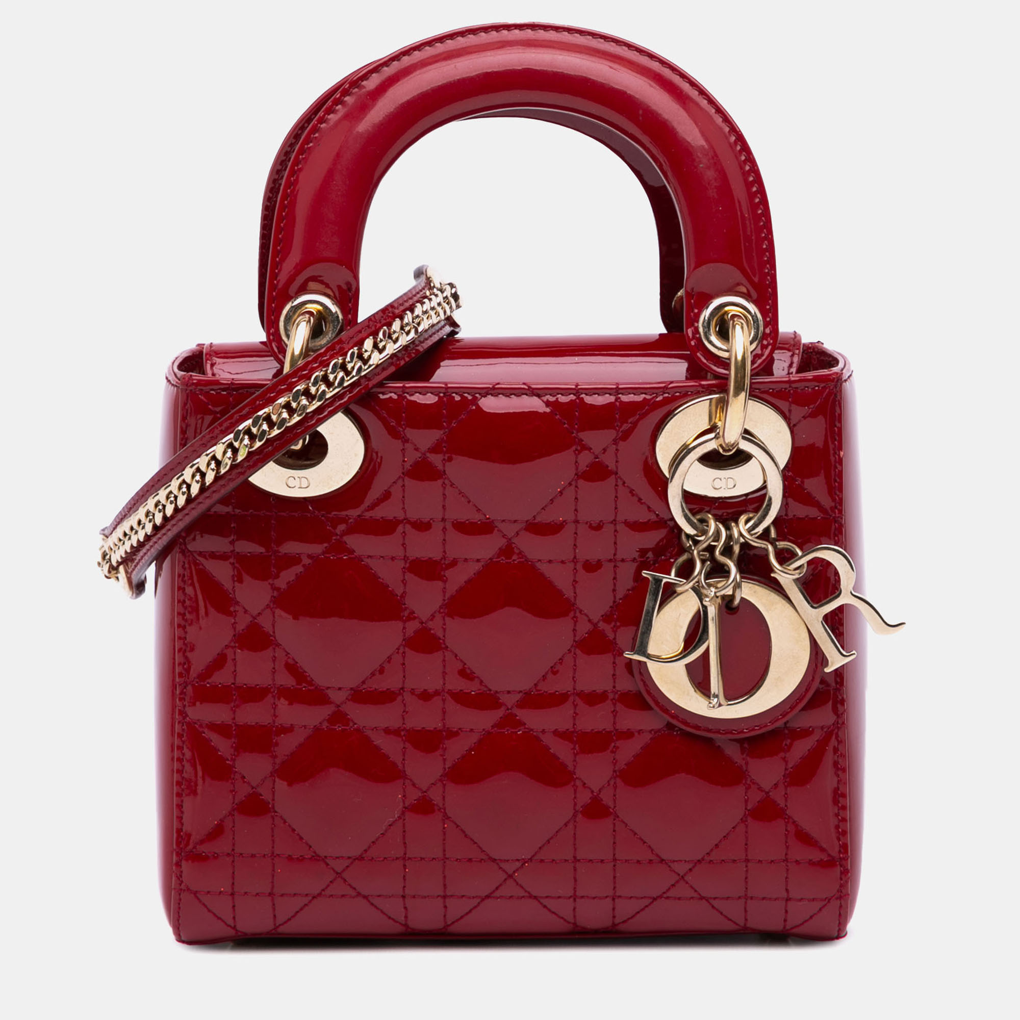 

Dior Red Mini Patent Cannage Lady Dior