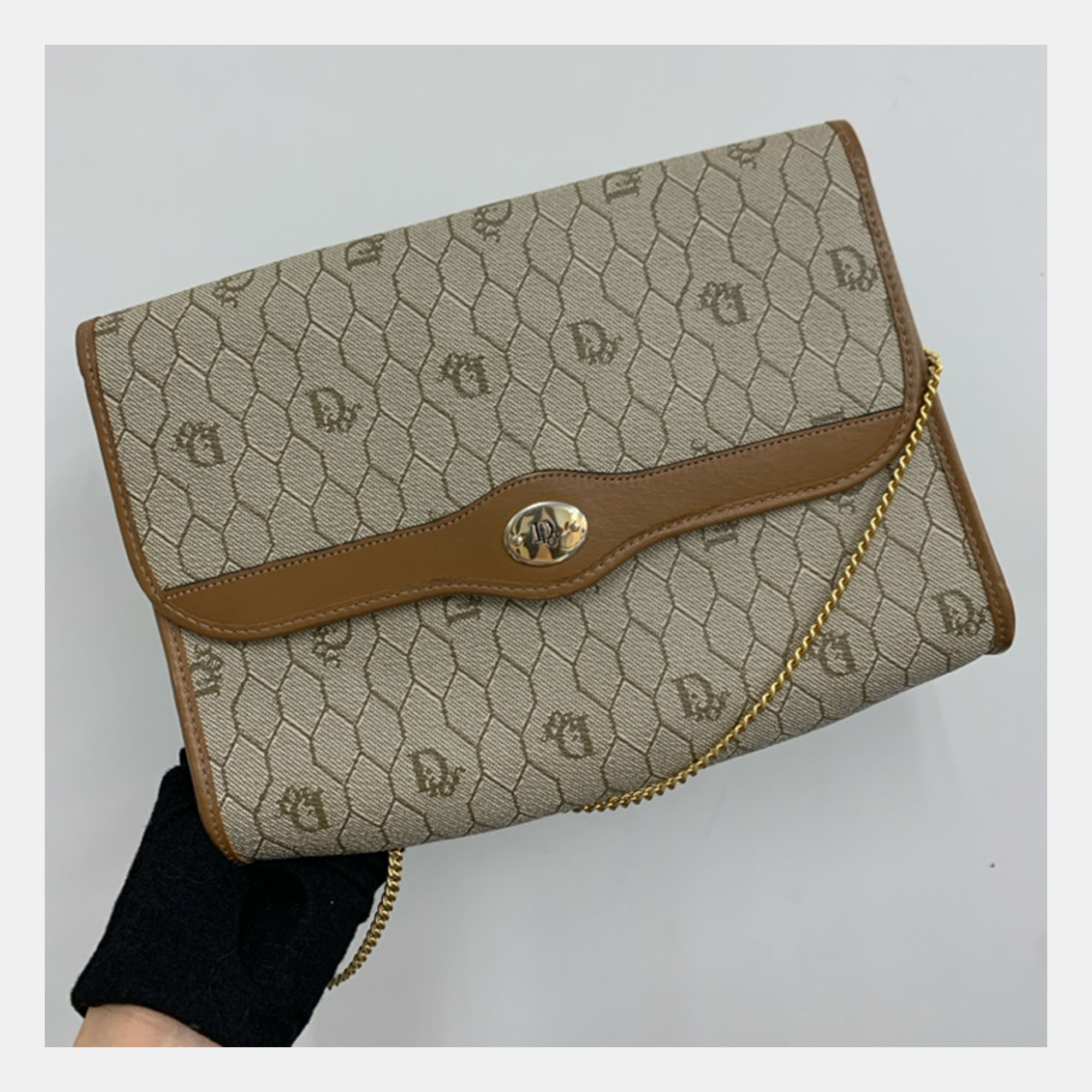 

Dior Vintage Canvas Chain Shoulder bag, Beige