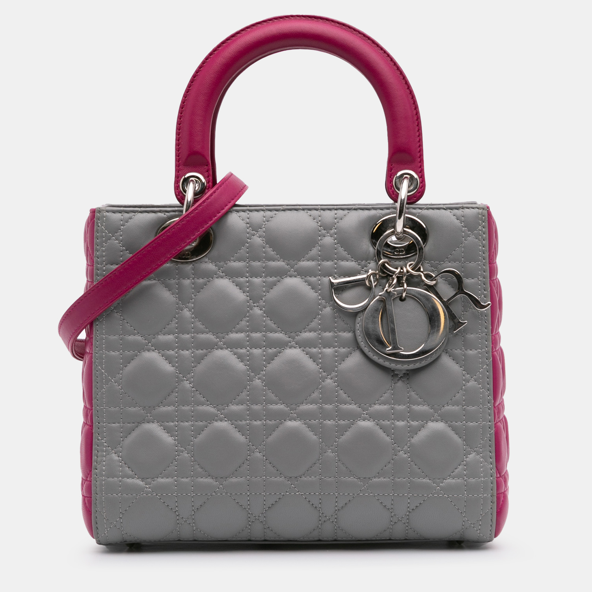 

Dior Grey/Purple Medium Bicolor Lambskin Cannage Lady Dior